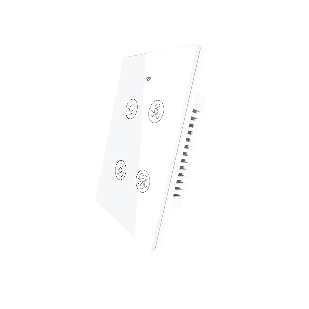 MOES WiFi Smart Ceiling Fan Light Wall Switch - Tuya/Smart Life App Control, Works with Alexa & Google Home, No Hub Needed (Neutral Wire Required, White) | Perfect for Bedroom, Living Room & Smart Home Automation