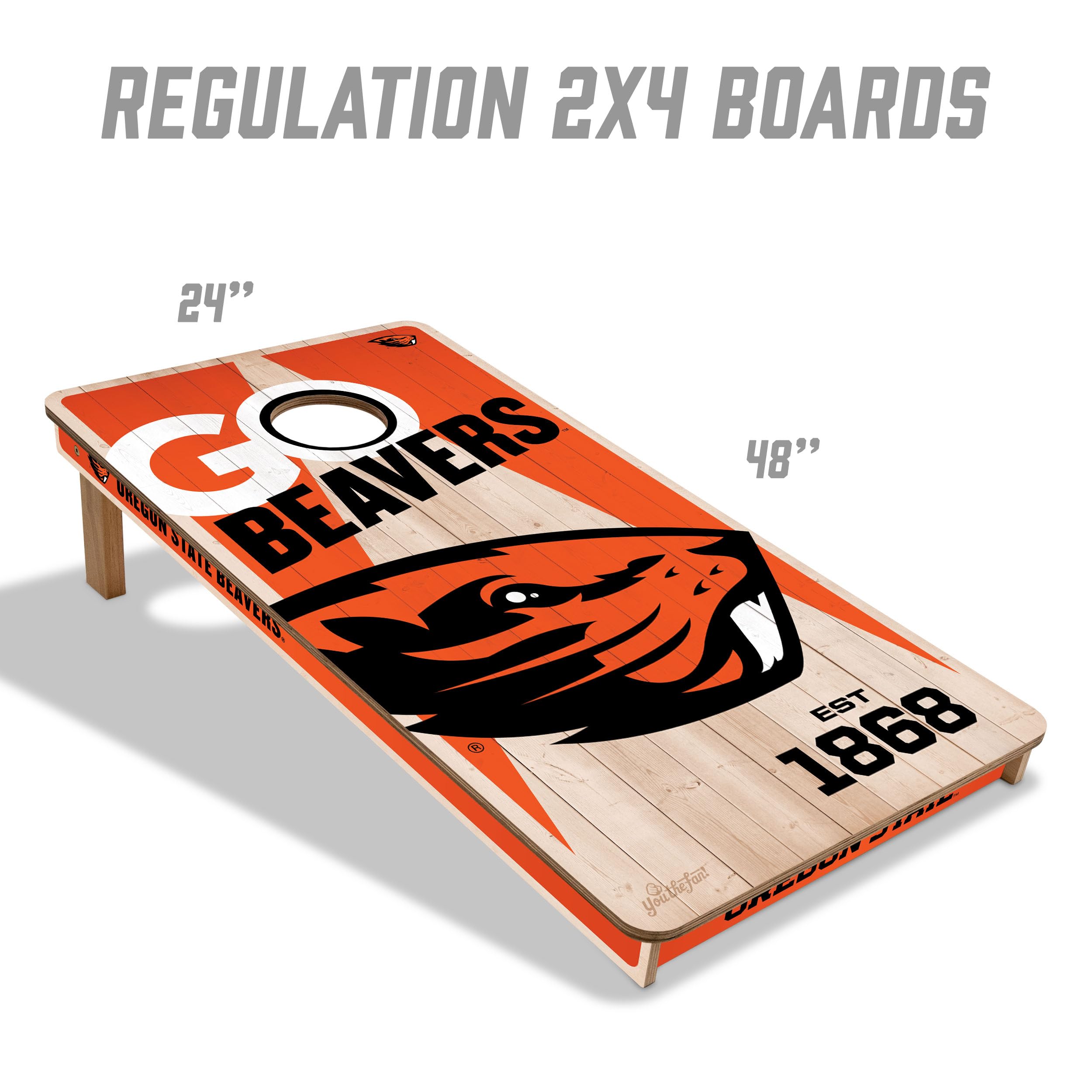 YouTheFan NCAA 2' x 4' Professional Wood Cornhole Game Set with Logo Bags - Outdoor Lawn Games for Backyard, Tailgating, and College Football Parties