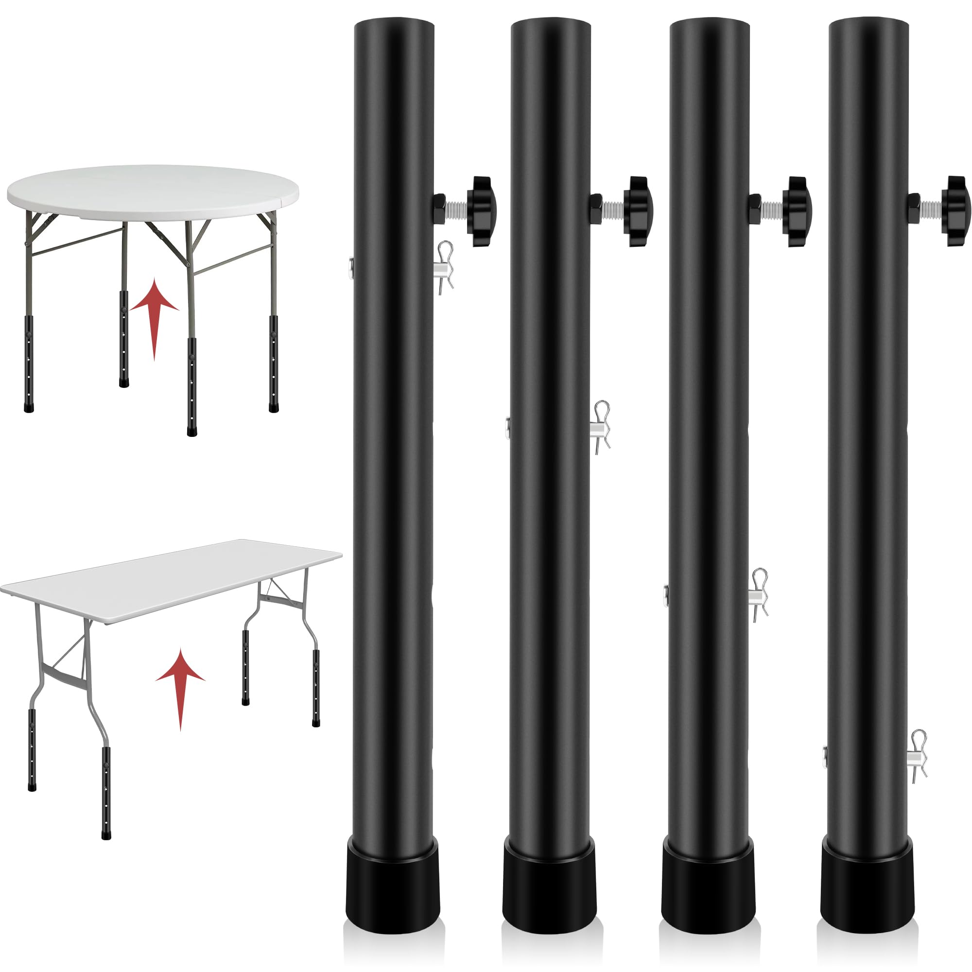 Heavy Duty Adjustable Steel Table Leg Extenders for Folding Tables - Compatible with Straight & Bent Legs - Raise Table Height Perfect for Dining, Workstations & Crafting Tables
