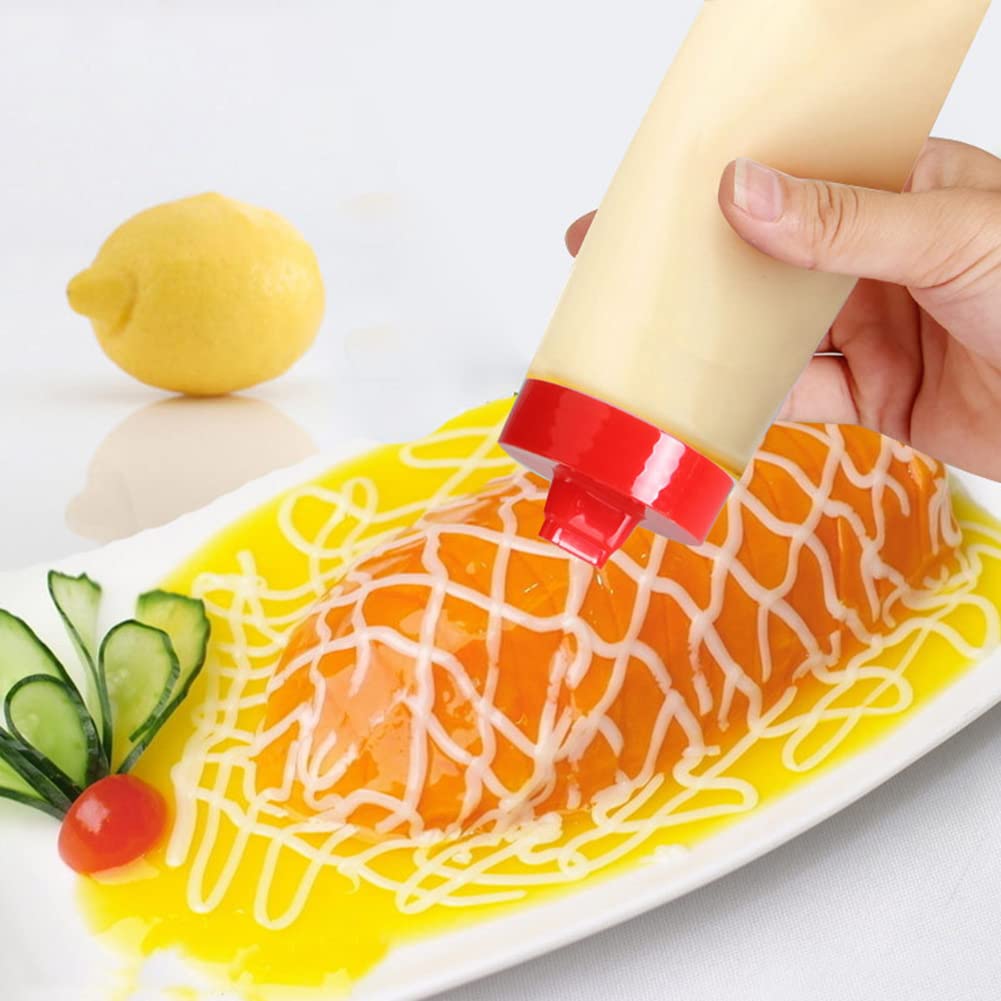 Premium Food-Grade Plastic Condiment Squeeze Bottles - 4-Hole Sauce Dispenser for Salad Dressing, Hot Sauce & Olive Oil | Durable Kitchen & Restaurant Use | Perfect for Meal Prep, BBQ Parties & Catering Events