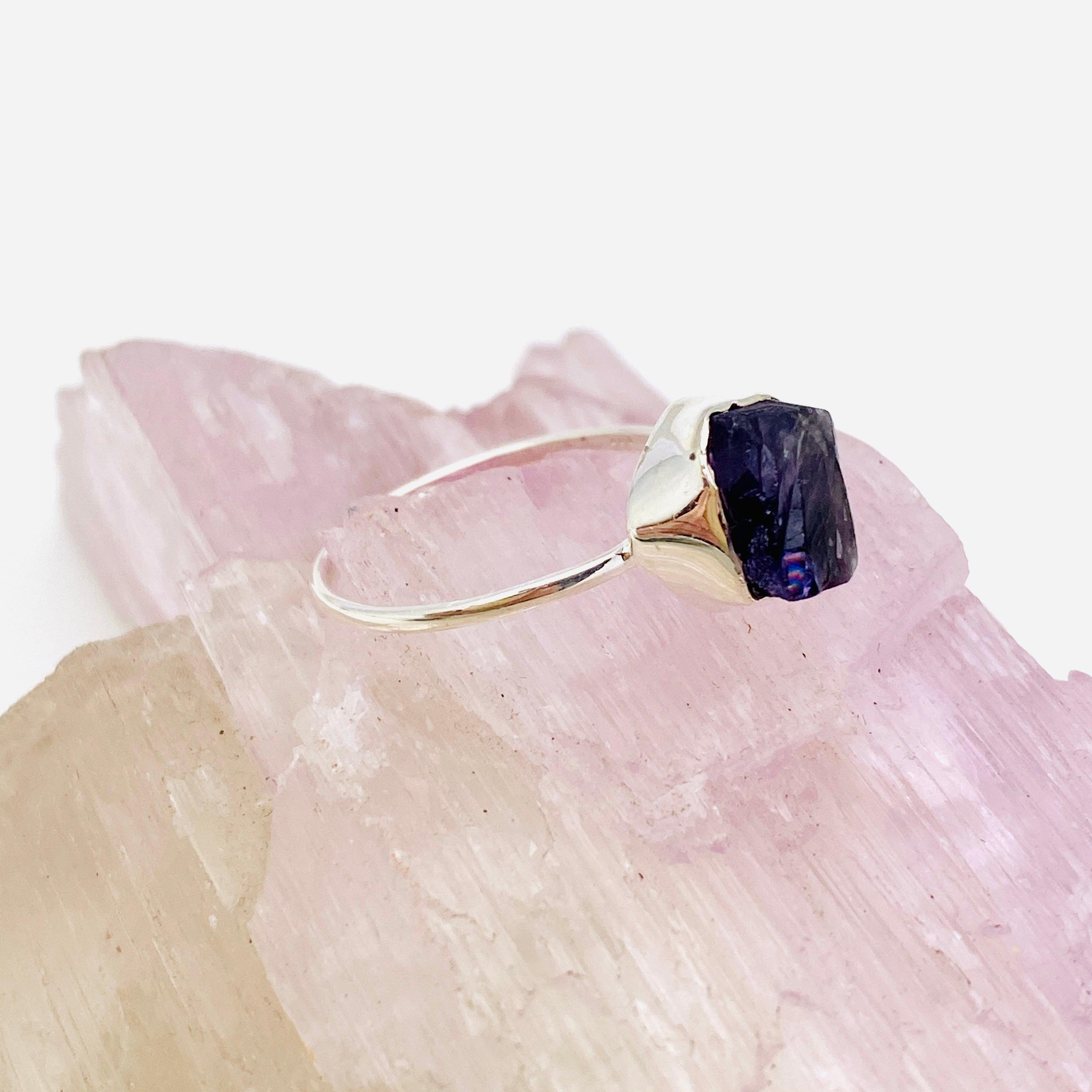 Natural Amethyst Raw Crystal Ring for Women - Handmade Fine Band Jewelry R3701 AM - Perfect for Boho Style, Spiritual Healing & Everyday Fashion Accessories