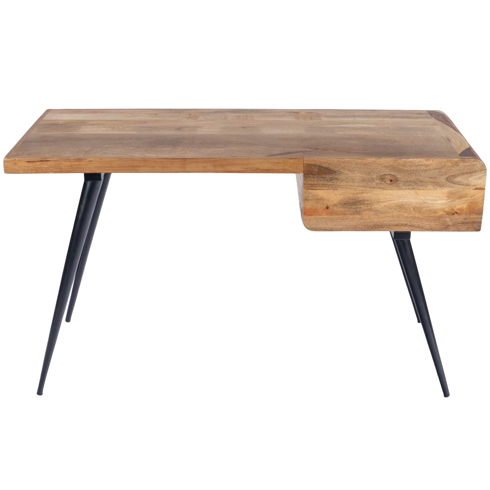 Stylish Mango Wood and Iron Desk with Black Finish - Modern Home Office Furniture for Work & Study | Durable Natural Wood & Metal Writing Desk for Office, Study Room, or Workspace