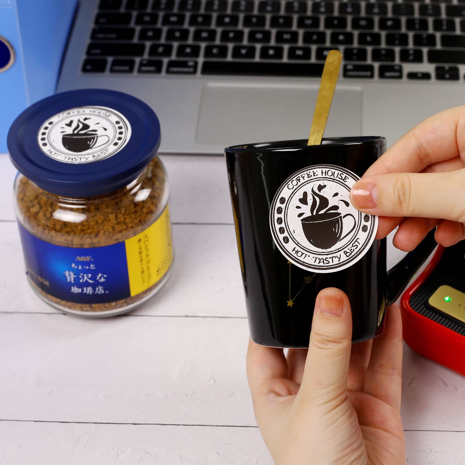 Portable Bluetooth Thermal Barcode Label Printer - Mini Label Maker for Office, Retail, Cable & Barcode Labeling | Compatible with Android & iOS | Includes 50×30mm Labels (Black) | Perfect for Shipping, Inventory & Small Business Organization