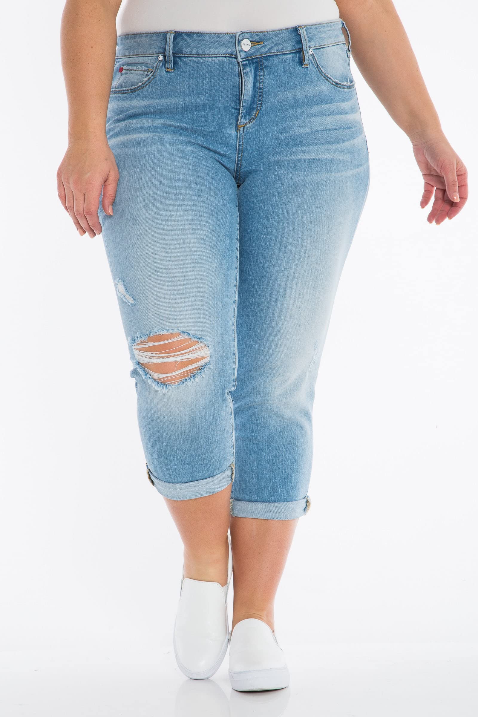 Premium Women's Plus Size Stretch Mid Rise Boyfriend Jeans - Comfortable & Stylish Indigo Denim for Casual Wear & Everyday Outfits
