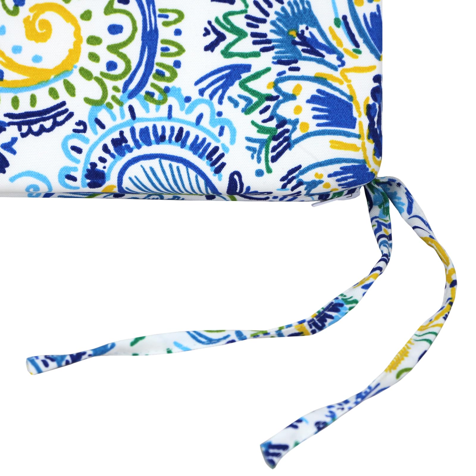 Water-Resistant 18.5 x 16 Inch Outdoor Patio Cushions - Square Chair Pads for Garden Furniture - Blue Paisley Design - Perfect for Backyard, Deck, and Poolside Relaxation