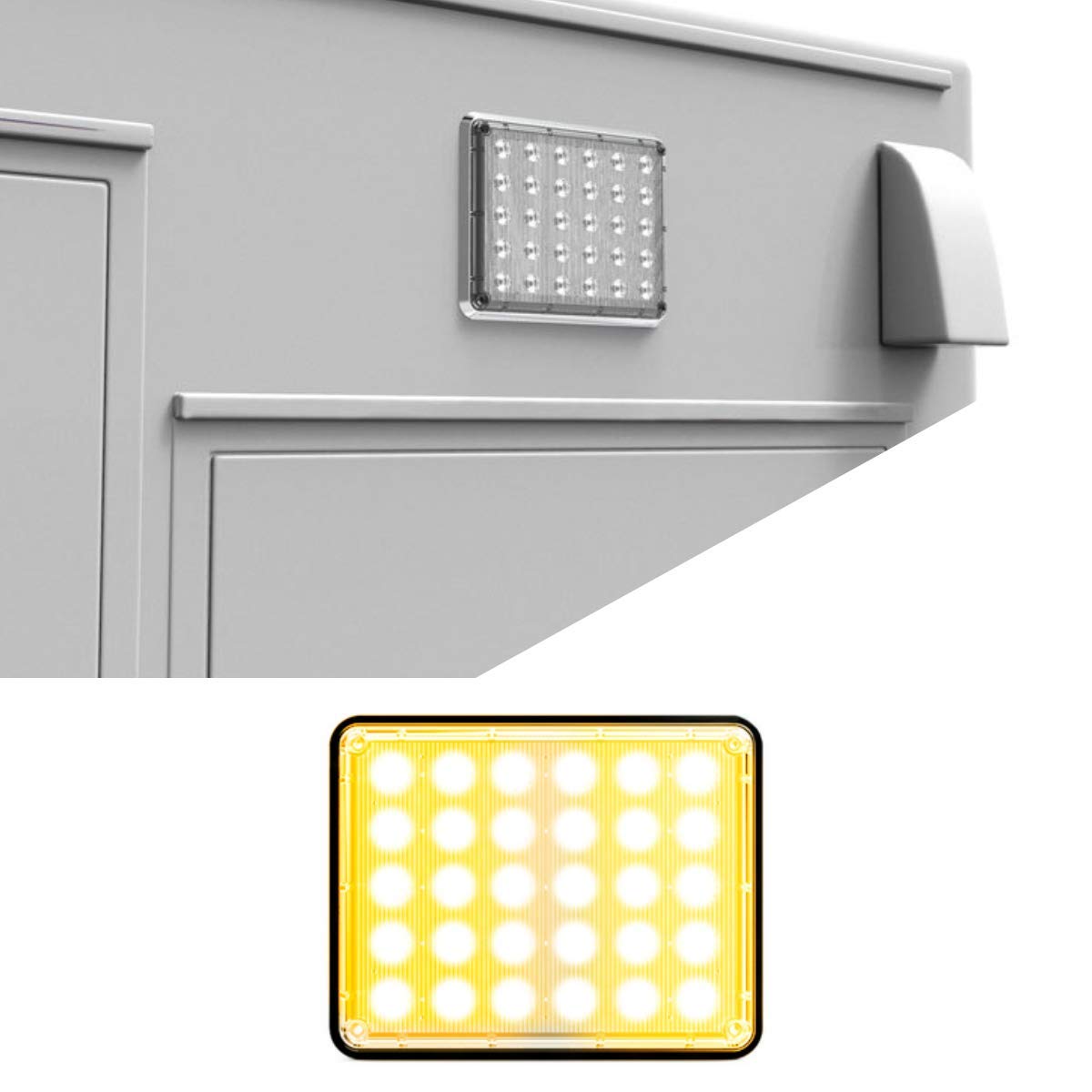 Alpha-Z 7x9 Inch Ultra Slim LED Emergency Strobe Light - Amber/Amber Surface Mount Warning Light for Ambulance, Fire Truck & Emergency Vehicles - Durable & Bright for Roadside Safety & First Responder Visibility