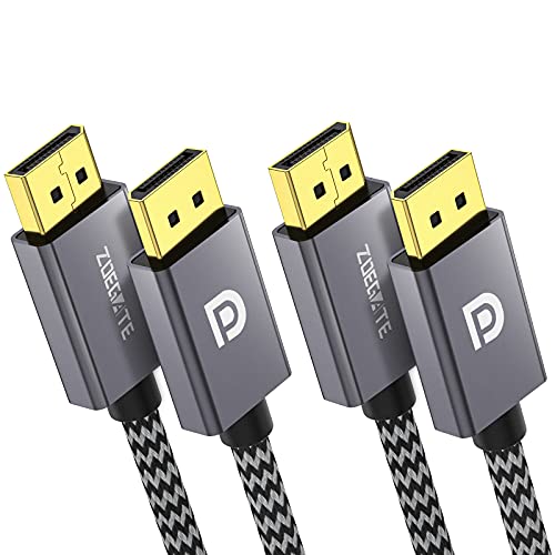 MINJANDLEE 2-Pack 8K DisplayPort Cable 1.4 - 14.7ft Gold-Plated Ultra High Speed DP to DP Cable (8K@60Hz, 4K@240Hz, 2K@144Hz) - HDR Support for Gaming Monitors, Laptops, PCs & TVs - Perfect for 8K/4K Gaming, Video Editing & Home Theater Setups