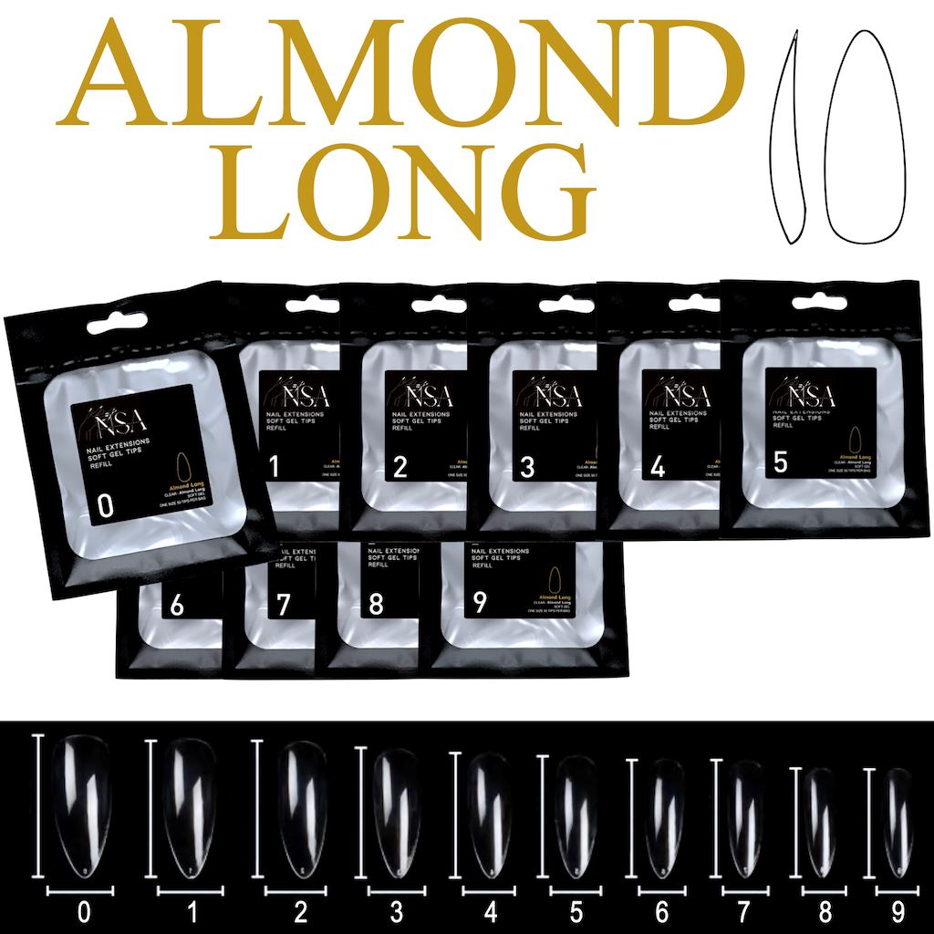 Soft Gel Nail Tips Refill Kit - 50pcs Almond Shape for DIY Acrylic & Gel Nails | Perfect for Home Manicures, Salon Use & Nail Art Enthusiasts