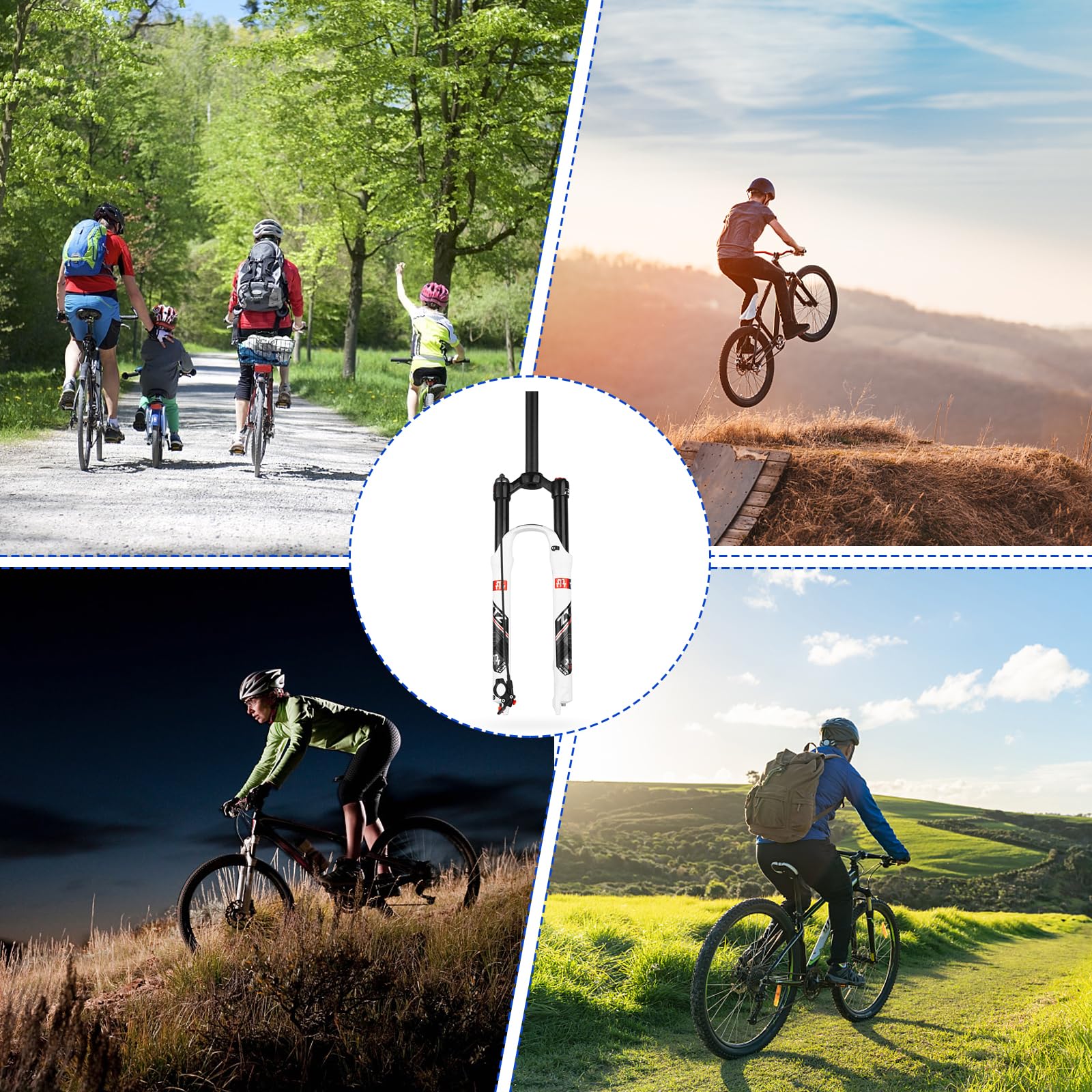 ZTZ MTB Air Suspension Fork - 26/27.5/29 Inch Mountain Bike Fork with 120mm Travel, Rebound Adjustment, QR 9mm, Manual/Remote Lockout - Lightweight XC/AM Front Suspension Fork for Trail Riding & Cross-Country Cycling