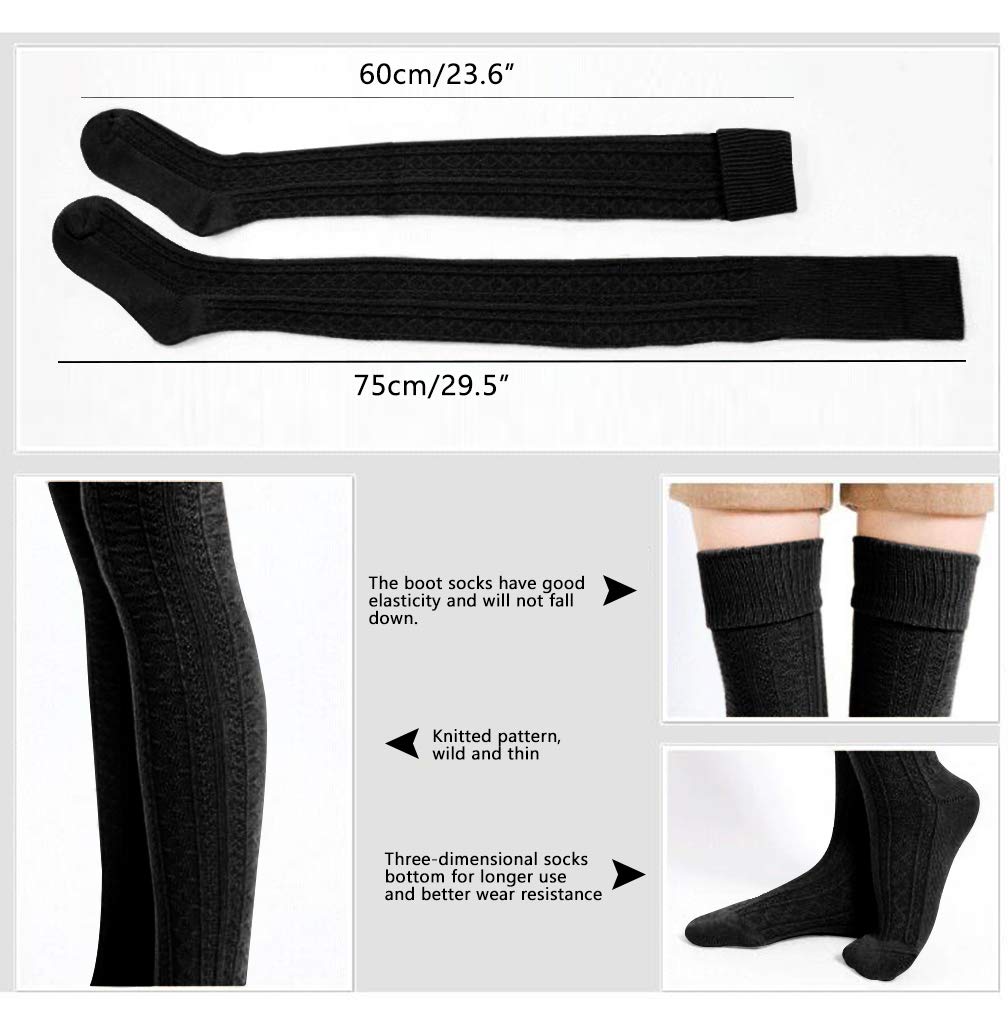 Plus Size Thigh High Socks for Women - Cotton Over The Knee Stockings & Leg Warmers - Perfect for Winter, Cosplay, and Fashion Outfits