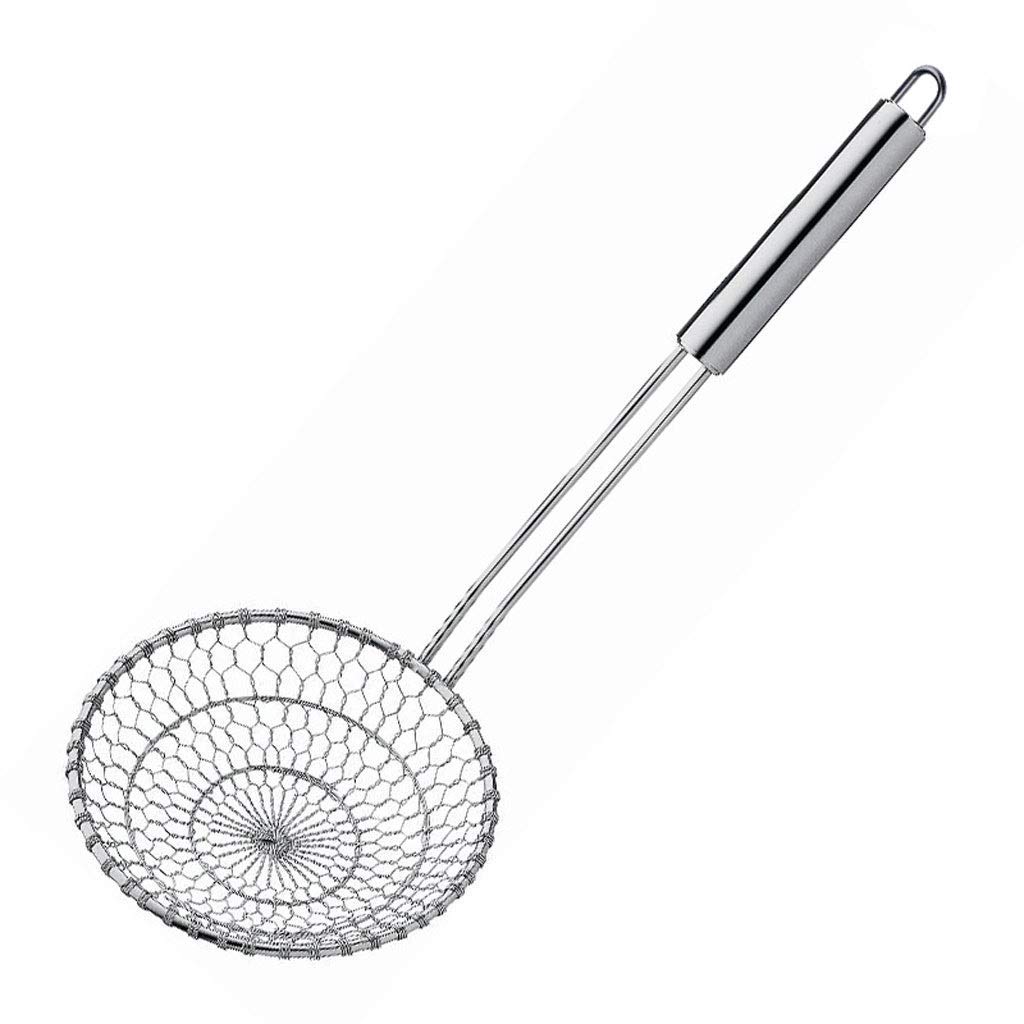 Premium Stainless Steel Mesh Strainer Set - Heavy Duty Colander & Skimmer for Pasta, Frying, Cooking - Ideal for Kitchen, Restaurants & Outdoor BBQ (Silver)