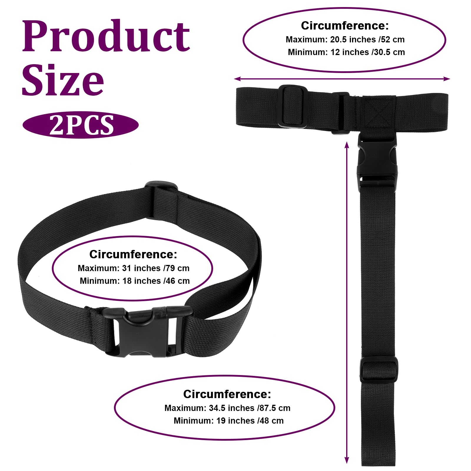 2 Pack Heavy Duty Adjustable Luggage Straps - Nylon Suitcase Belt with Secure Buckle for Travel, Handbags & Backpacks | Perfect for Connecting Bags, Organizing Luggage & Travel Accessories (Women & Men)