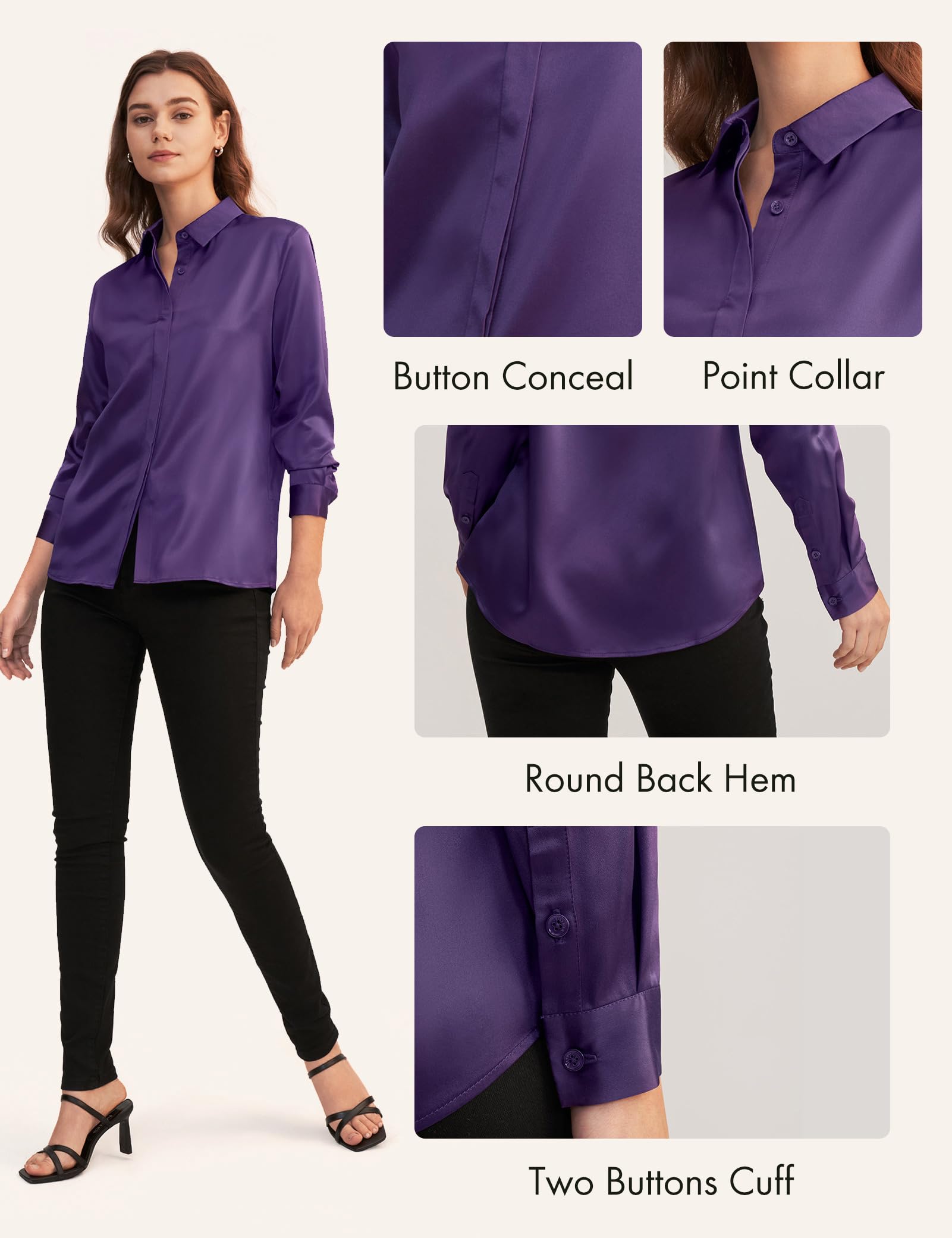 LilySilk 100% Pure Silk Blouse for Women - Long Sleeve Soft & Smooth Silk Top for Office, Party & Special Occasions