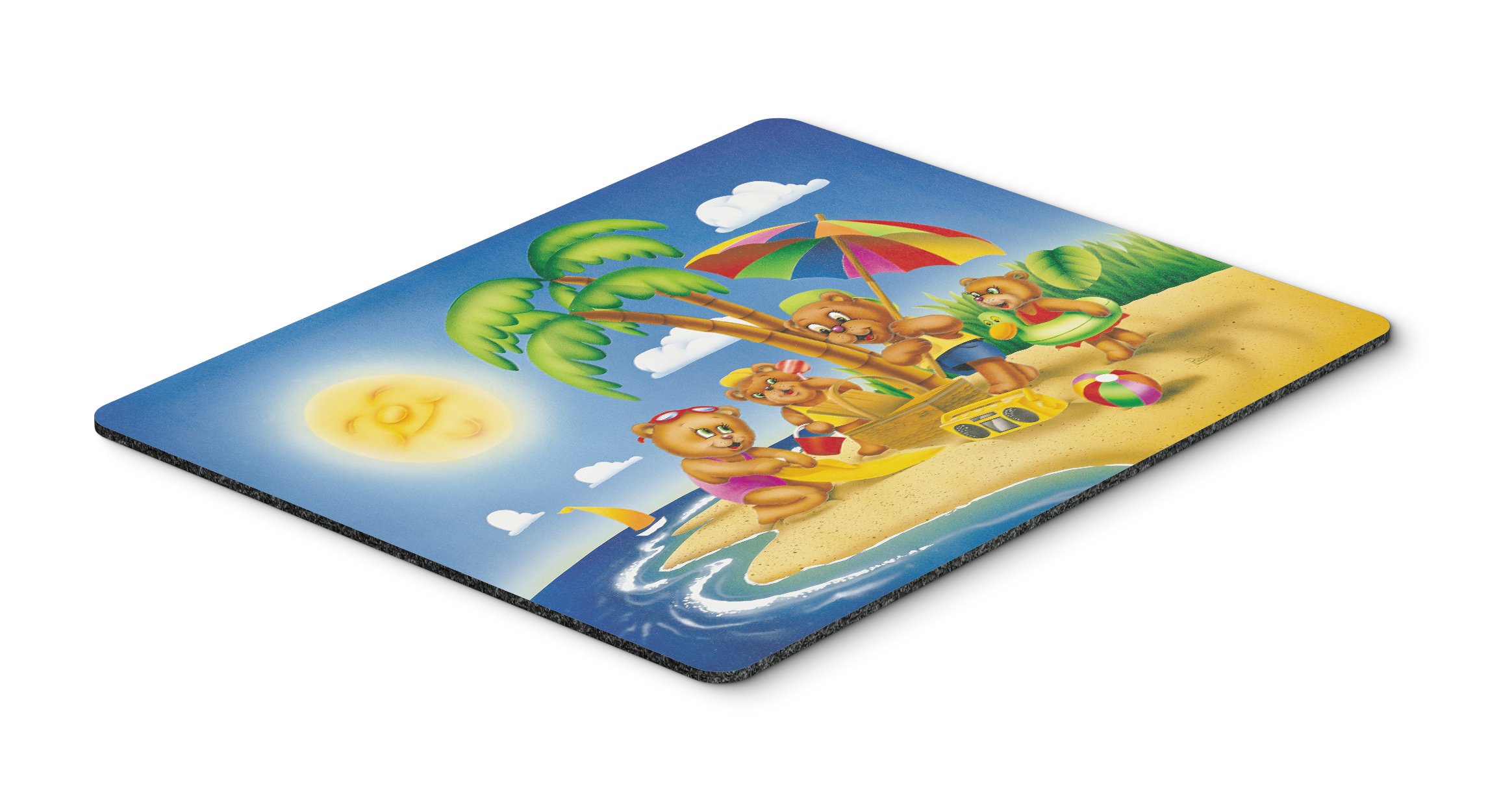 Bears Playing at The Beach Mouse Pad - Large Non-Slip Washable Desk Mat for Office, Gaming & Laptop Use | Home Decor & Kitchen Trivet | Caroline's Treasures APH0375MP | Perfect for Workstations, Coffee Shops & Cozy Home Offices