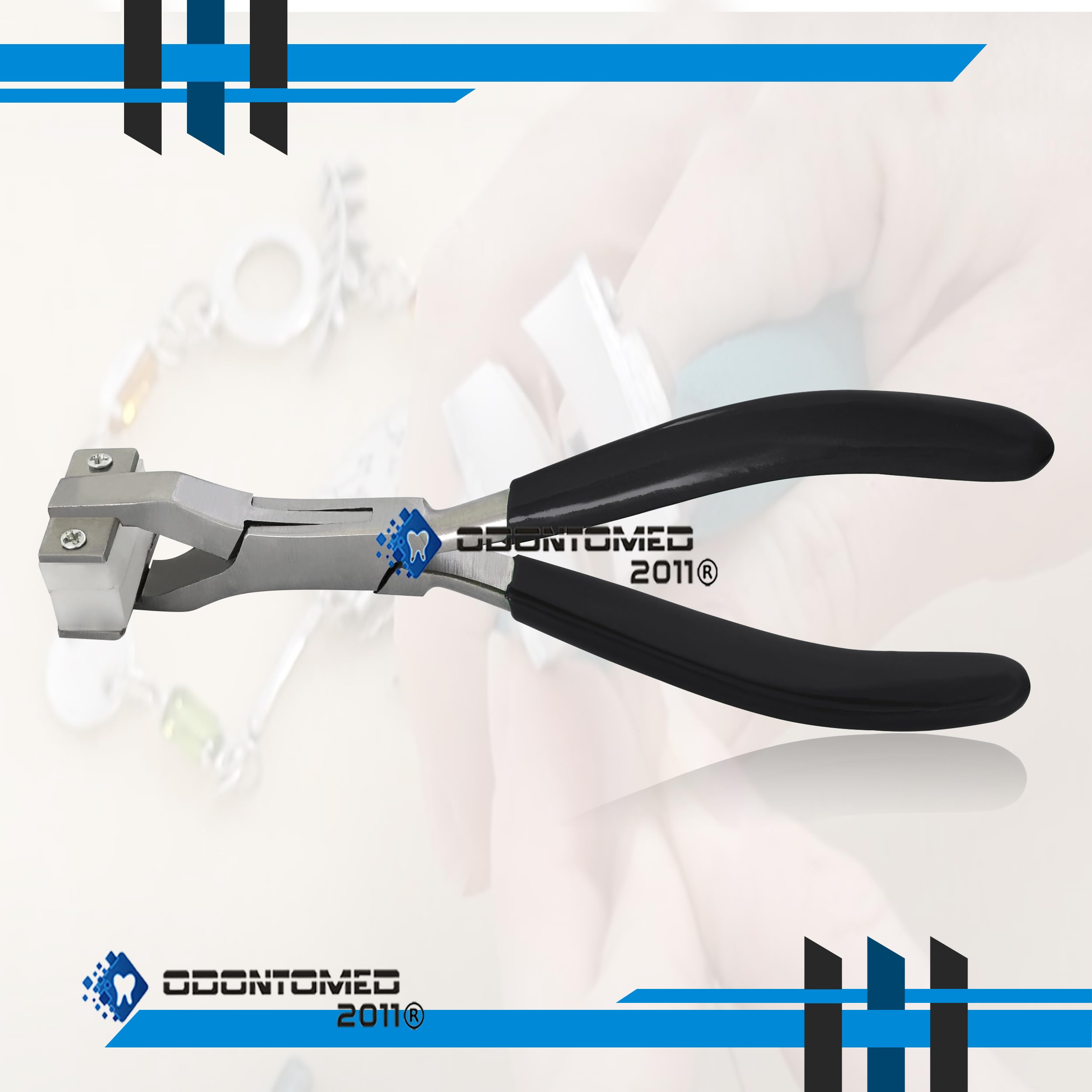 Professional Stainless Steel Jewelry Pliers - OdontoMed2011 Bracelet Repair Tool with Nylon Jaws for Spring Bending & Ring Forming | Black Grip Handle | Perfect for Jewelry Making, Watch Repair & DIY Crafts