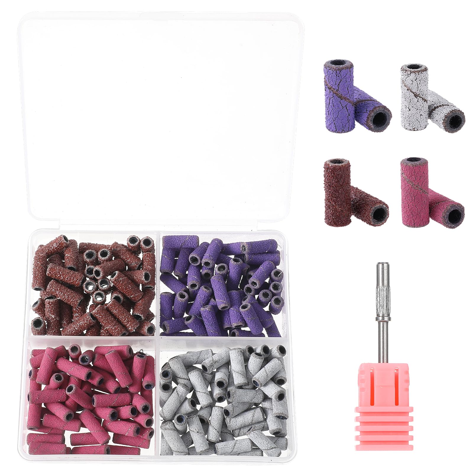 200Pcs Small Sanding Bands for Nail Drill - 3.1mm Mandrel Drill Bits with 80/150/180/240 Grit - Professional Nail File Sanding Bands for Manicure, Pedicure & Nail Polish - Perfect for Home Salon & DIY Nail Care