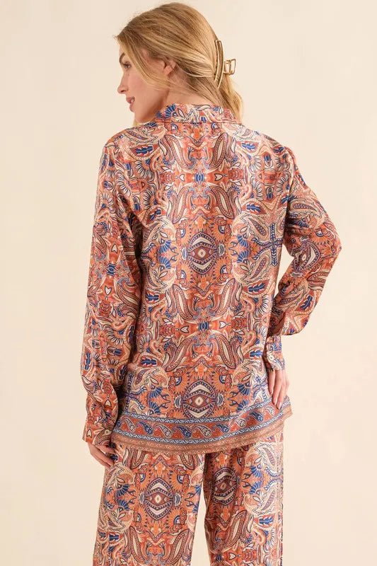 Men's Satin Paisley Print Button Down Shirts - Stylish Casual & Formal Wear for Office, Date Night and Special Occasions