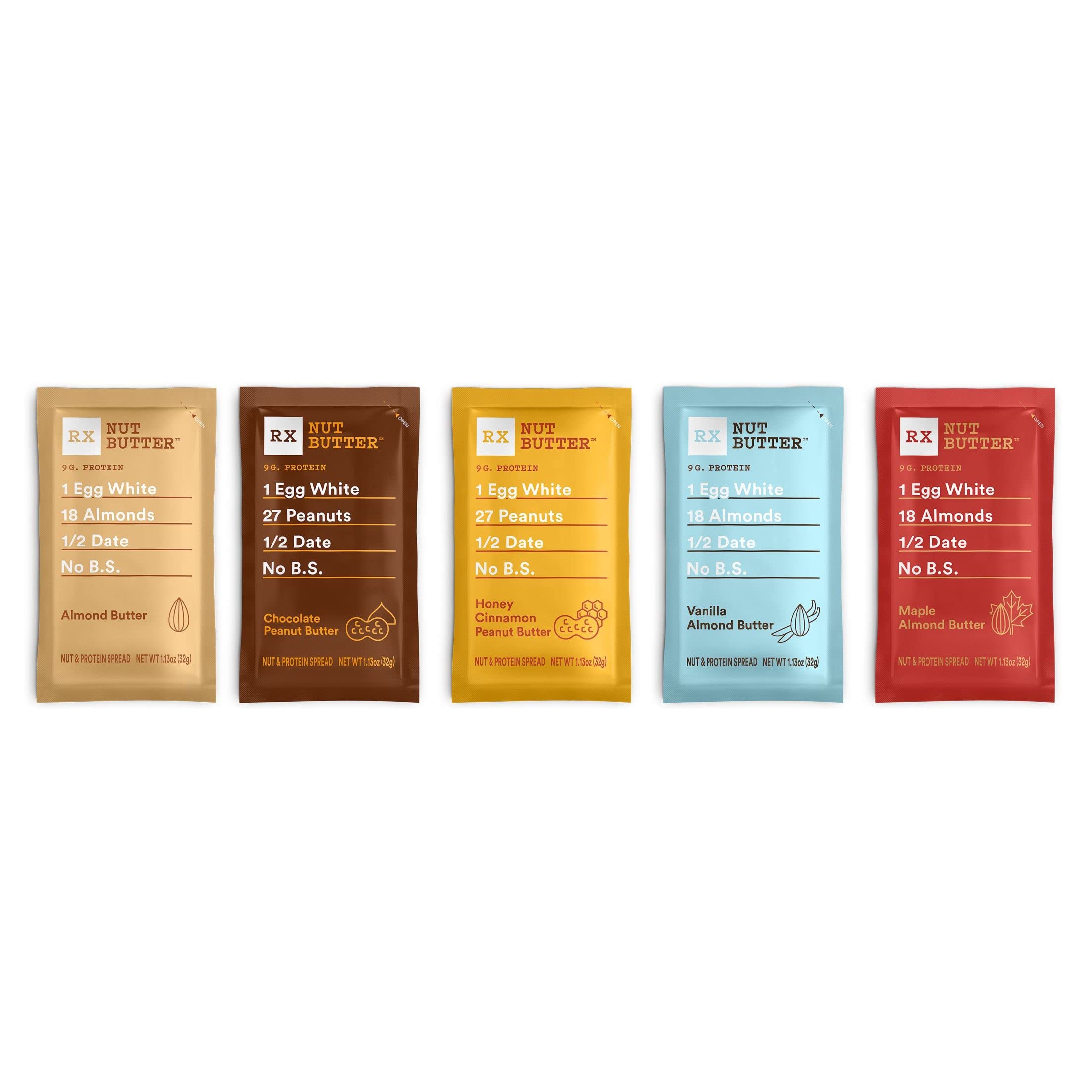 RX Nut Butter Protein Snack Pack - High Protein Peanut Butter & Almond Butter Variety Pack (60 Single Serve Packets) - Perfect for Lunch Boxes, Gym Snacks & On-the-Go Energy Boost