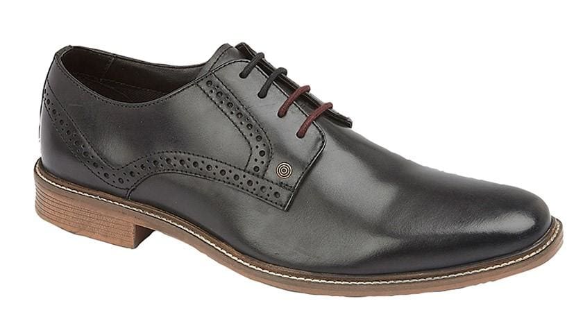 Lambretta Harvey Derby Men's Black Leather Dress Shoes for Business & Formal Occasions - Comfortable & Stylish Oxford Shoes for Work, Office & Wedding