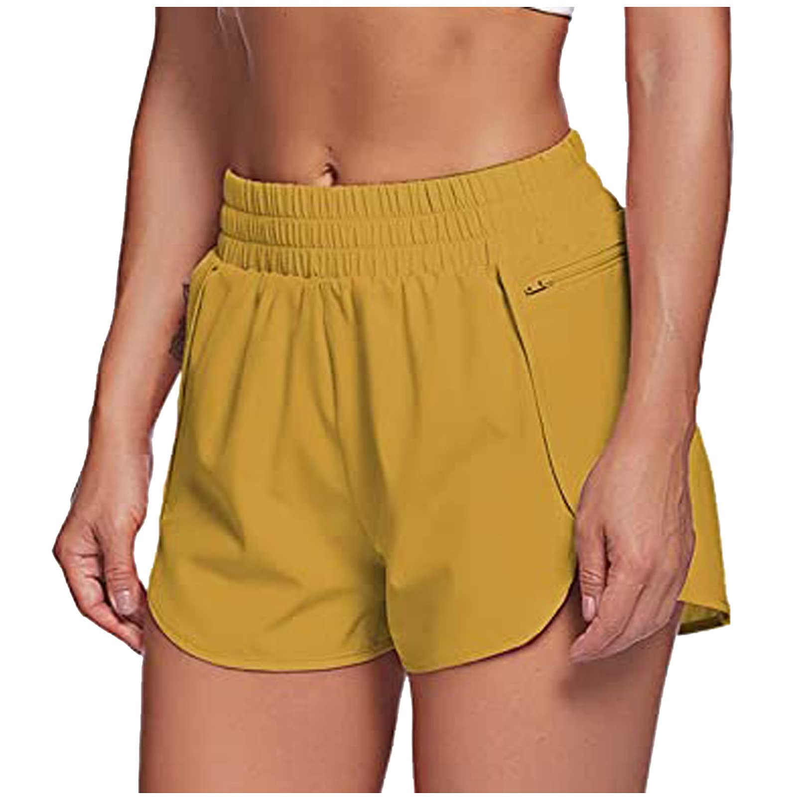 2PCS Women's Summer Workout Shorts - Breathable Sport Pants with Elastic Waist & Side Pockets for Running, Yoga, Gym - Solid Color Athletic Shorts for Outdoor Activities & Casual Wear