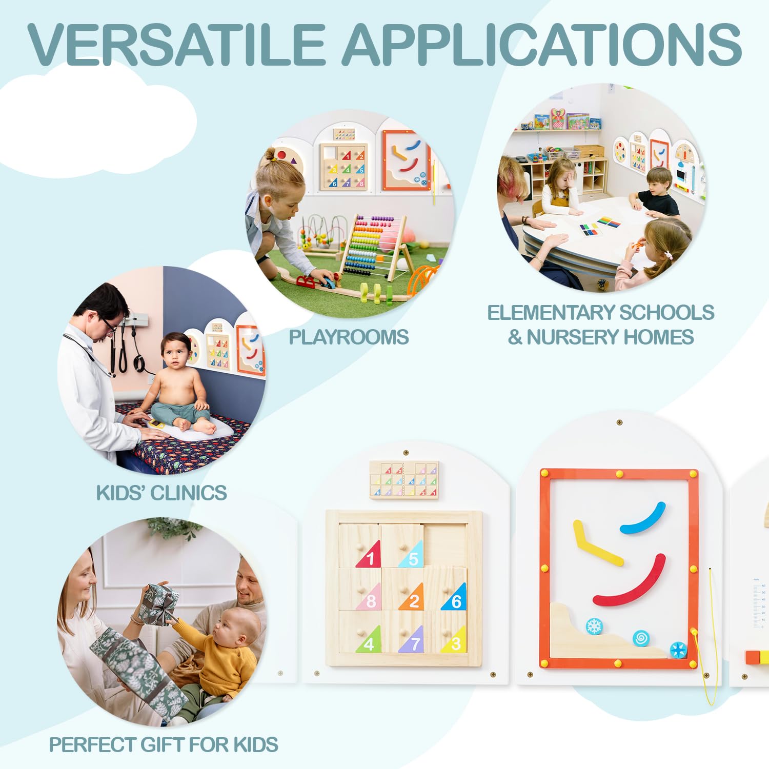 Monläurd® Montessori Busy Board - Sensory Activity Toy for Toddlers 6M+ | Wooden Learning Wall Toy for Boys & Girls | Perfect for Travel, Home & Classroom Play