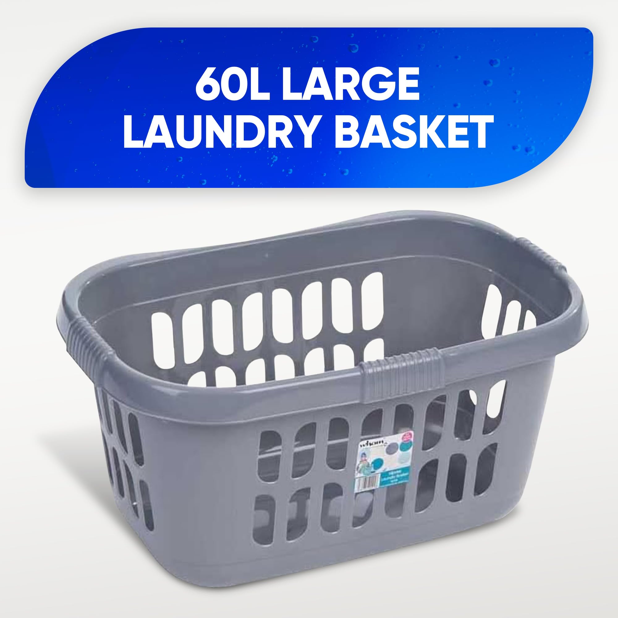 Large Plastic Laundry Basket with Comfortable Handles - Space Saving Storage Solution for Clothes, Bathroom & Household | Perfect for Laundry Room, Dorm, Apartment & Closet Organization