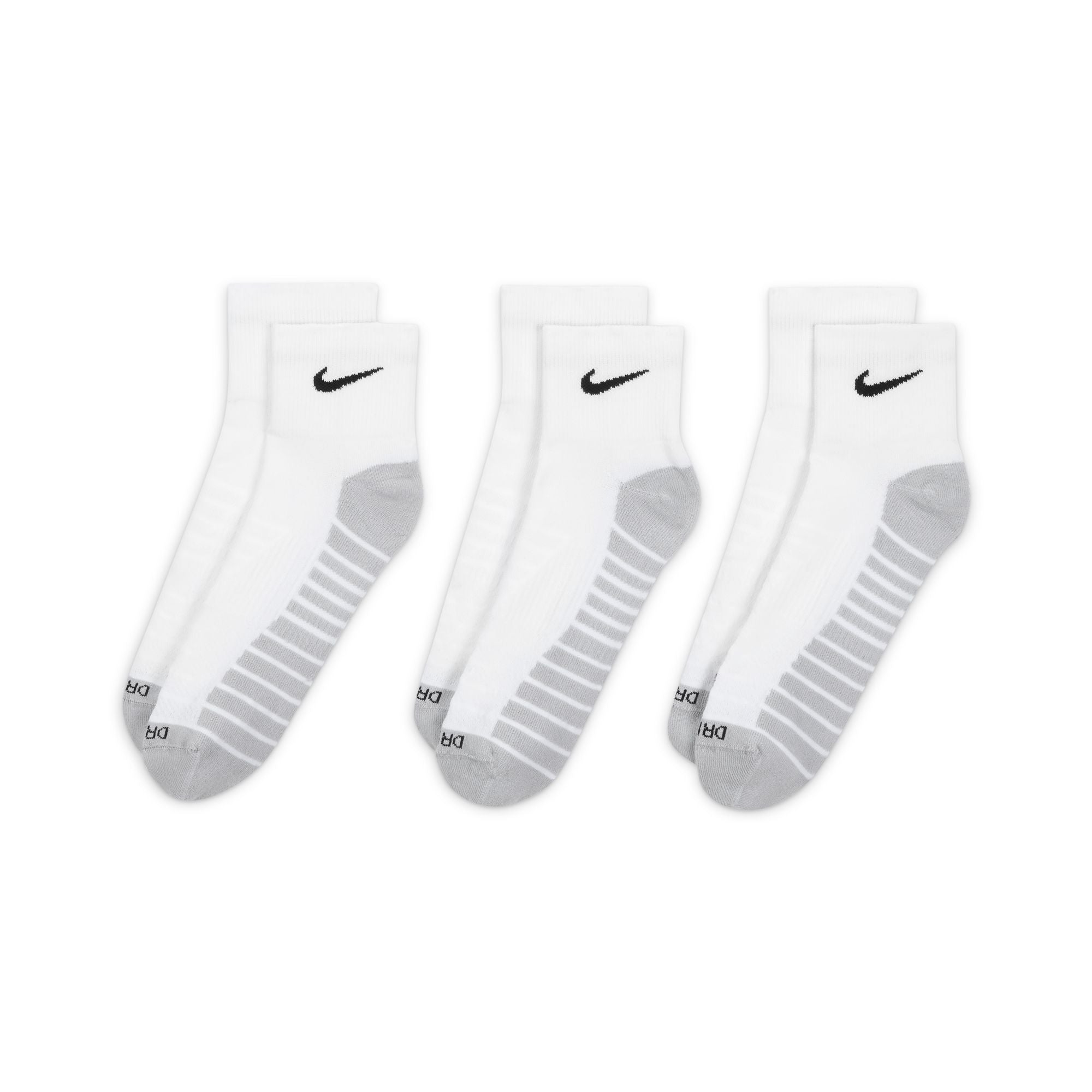 Nike Men's Everyday Max Cushion Quarter Socks 3-Pack - Breathable Athletic Socks for Running, Gym & Daily Comfort