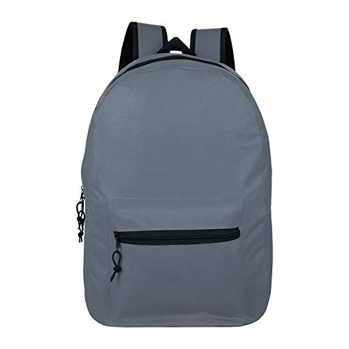 15 Classic Basic Backpacks in 6 Colors - Bulk Pack of 24 School Bags for Students, Travel & Everyday Use