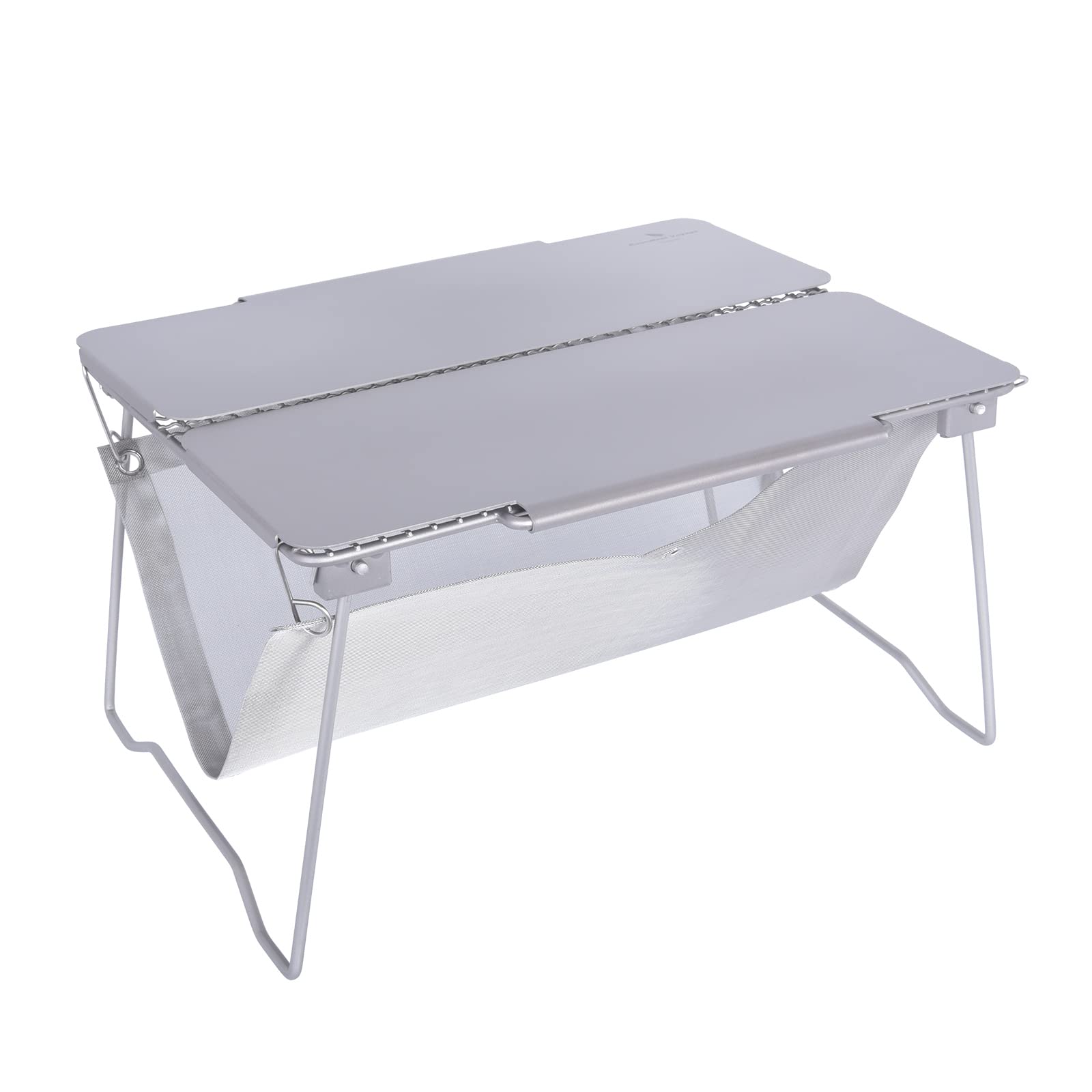 Boundless Voyage Titanium Folding Campfire Grill - Portable 2-in-1 BBQ Charcoal Grill & Camping Table with Collapsible Legs & Frying Plate - Perfect for Outdoor Picnics, Backpacking, and Camping Adventures