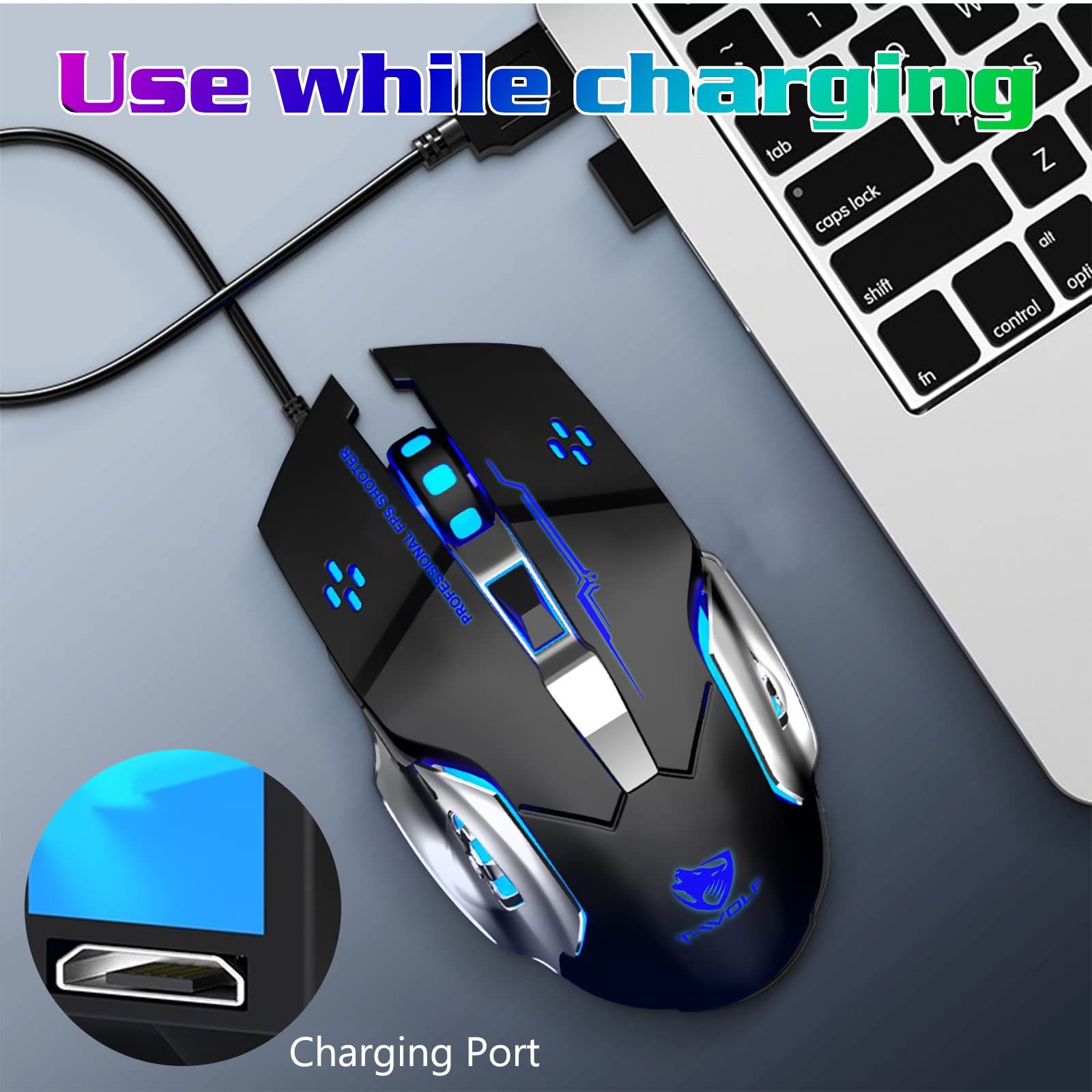 UrbanX Bluetooth Mouse - Rechargeable Wireless Mouse with Tri-Mode (BT 5.0/4.0 + 2.4GHz), 3 Adjustable DPI Settings, Ergonomic Silent Optical Mouse for HP Omen 16 Gaming Laptop - Purple & Black | Perfect for Office, Gaming & Travel Use
