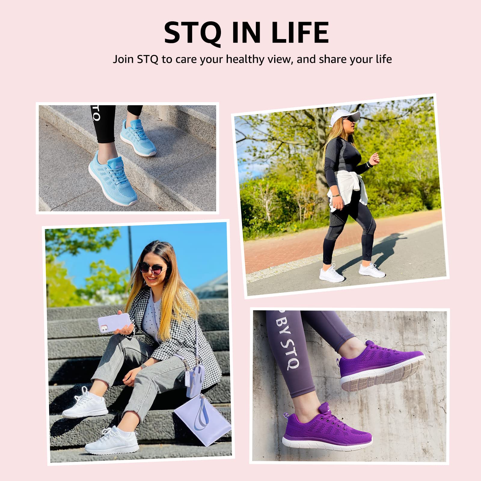 STQ Women's Lightweight Tennis Shoes - Comfortable Lace-Up Walking Sneakers for Athletic Training, Gym Workouts & Cross Training | Perfect for Running, Jogging & Casual Wear