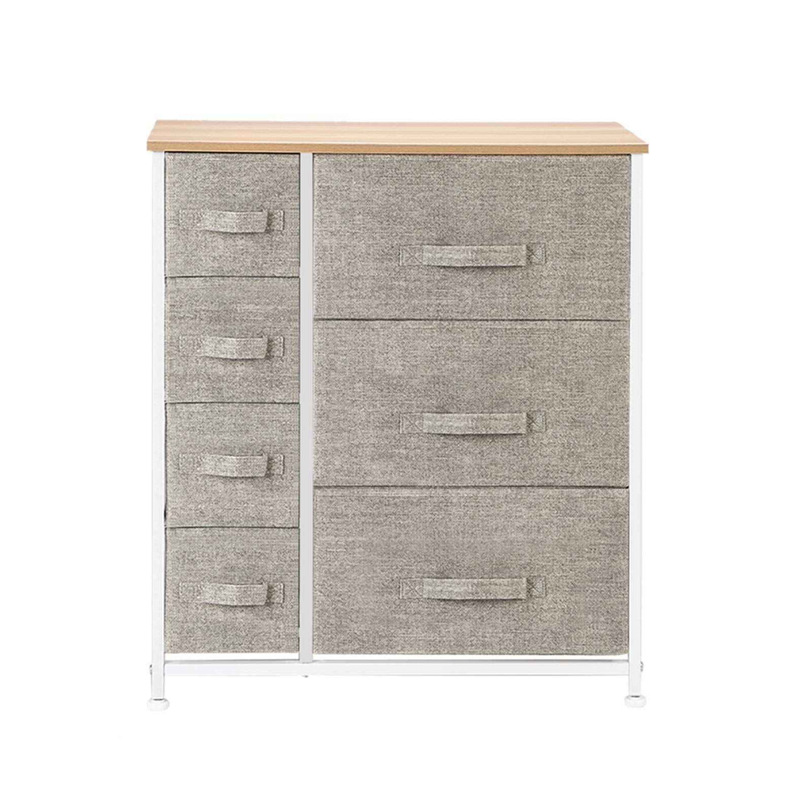 7-Drawer Dresser Organizer - Sturdy Steel Frame & Wood Top Storage Tower with Easy Pull Fabric Bins | Perfect for Bedroom, Hallway, Closet & Office Organization (Linen/Natural) | Space-Saving Furniture for Small Apartments & Dorm Rooms