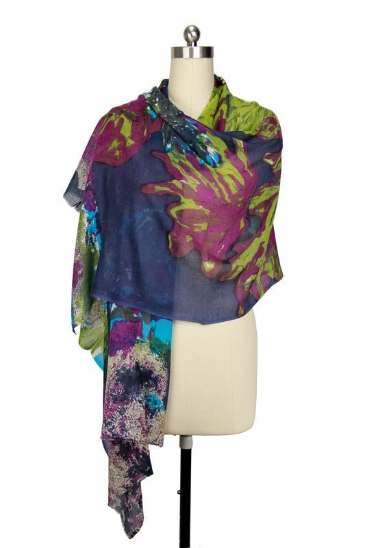 Annistyn Floral Scarf - Lightweight Soft Womens Fashion Shawl Wrap for Spring Summer Outfits, Perfect for Travel, Beach, Office and Special Occasions