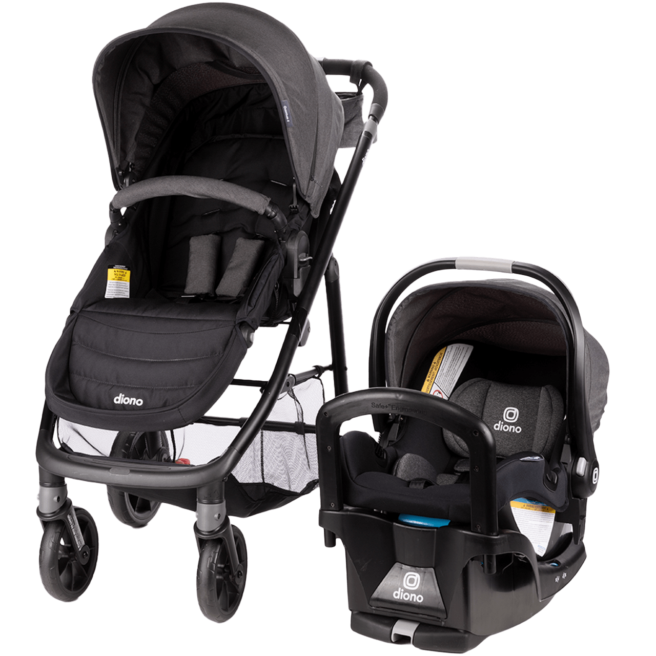 Diono Quantum 4-in-1 Convertible Car Seat, Stroller & Booster - 3-in-1 Travel System for Infants to Toddlers (Black) | Safe for Airplane, Car & Everyday Use