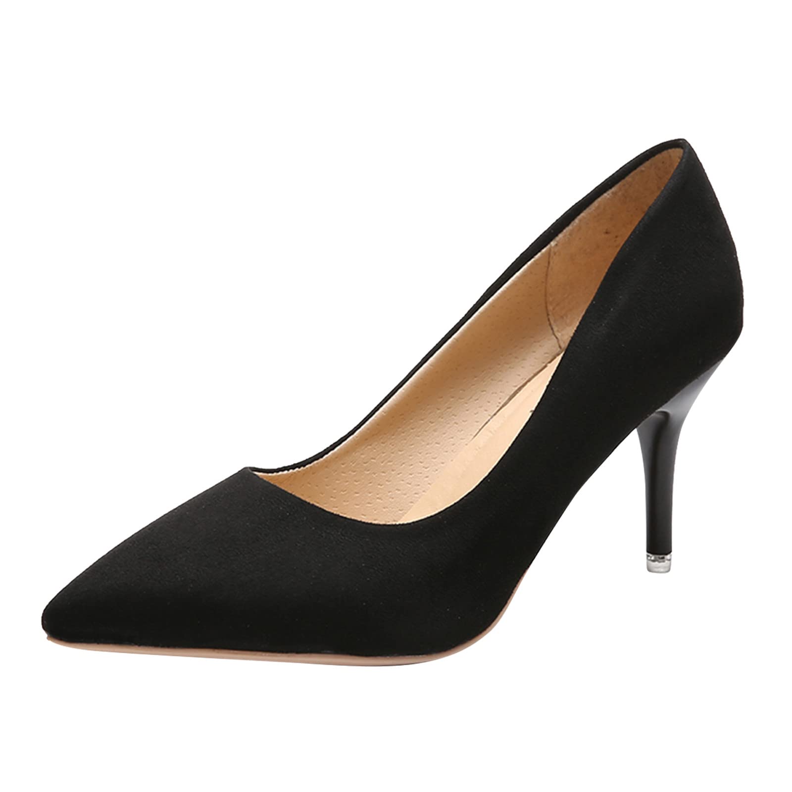 WSVVMQY Women's Pointed Toe Stiletto High Heels - Slip On Leather Dress Pumps for Business & Office Wear - Comfortable Work Shoes for Women Under $20 | Perfect for Formal Events, Business Meetings & Professional Occasions