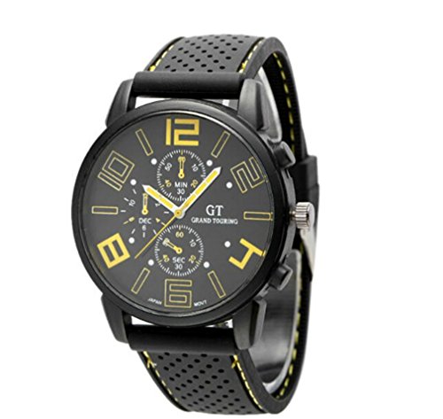Luxury Men's Sport Watch - Military Army Quartz Wristwatch with Yellow Dial - Perfect for Outdoor Activities, Fitness Tracking & Casual Wear