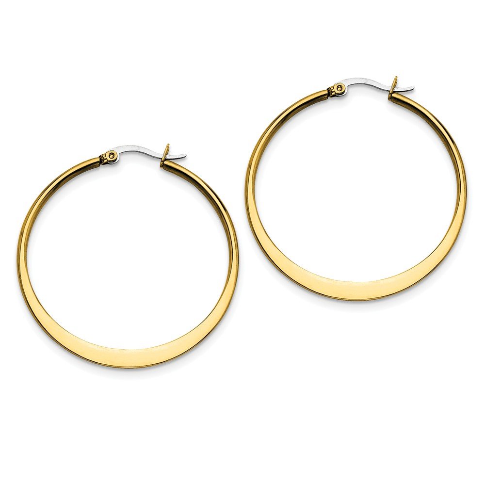 Jewels By Lux 43mm Stainless Steel Gold IP Plated Hoop Earrings for Women - Elegant & Hypoallergenic Jewelry for Parties, Weddings & Everyday Wear