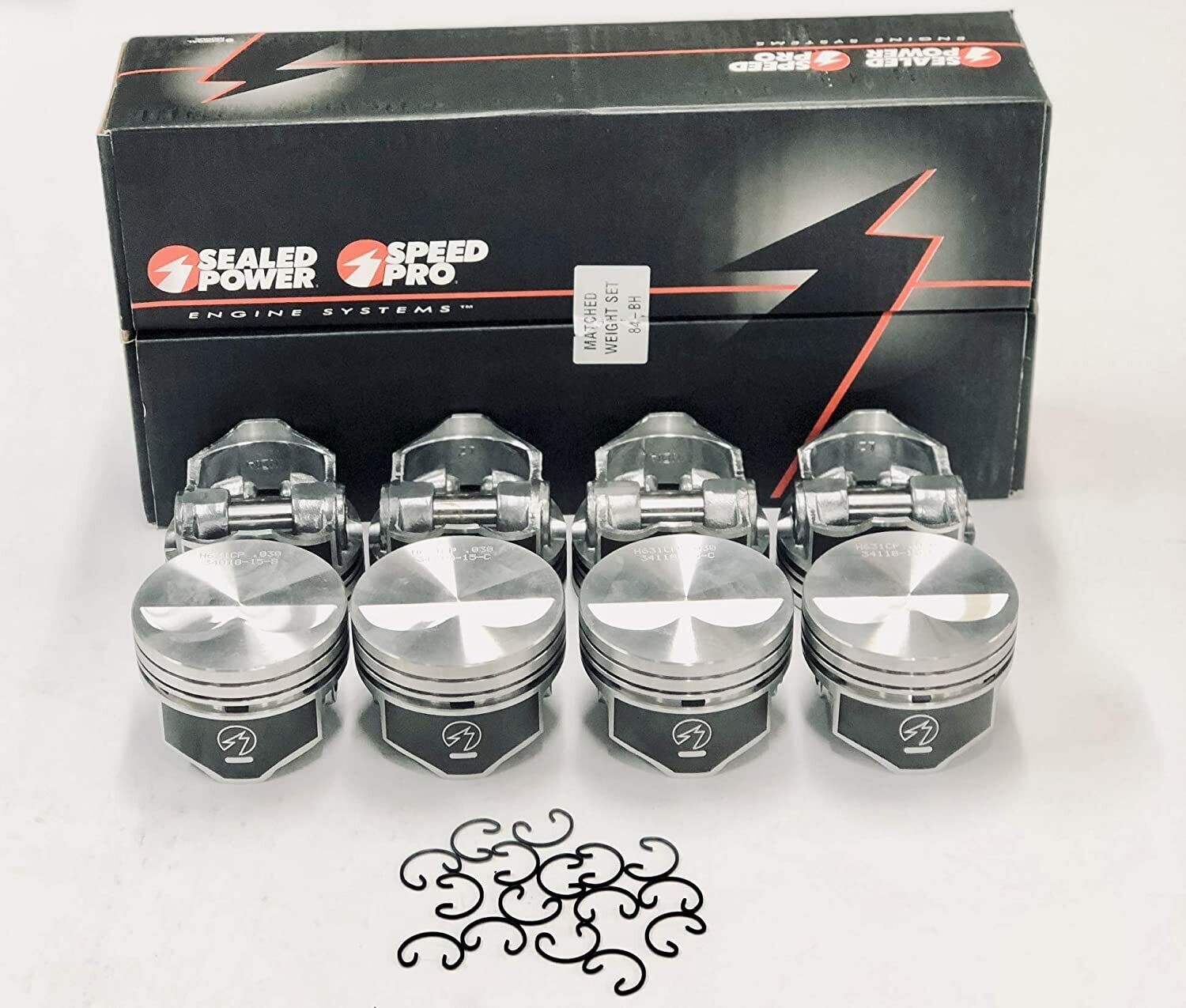 SPEED PRO Hypereutectic Flat Top 2vr Pistons Set with MOLY Rings for Chevy 350 9.7:1 030 - High Performance Engine Upgrade for Racing & Street Use