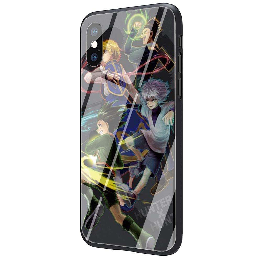 Hunter X Hunter Anime Tempered Glass Phone Case for iPhone X/Xs Max/XR/8/7/6/6S Plus - Shockproof & Scratch-Resistant Protective Cover (G9 Design) - Perfect for Fans, Daily Use & Gift Giving