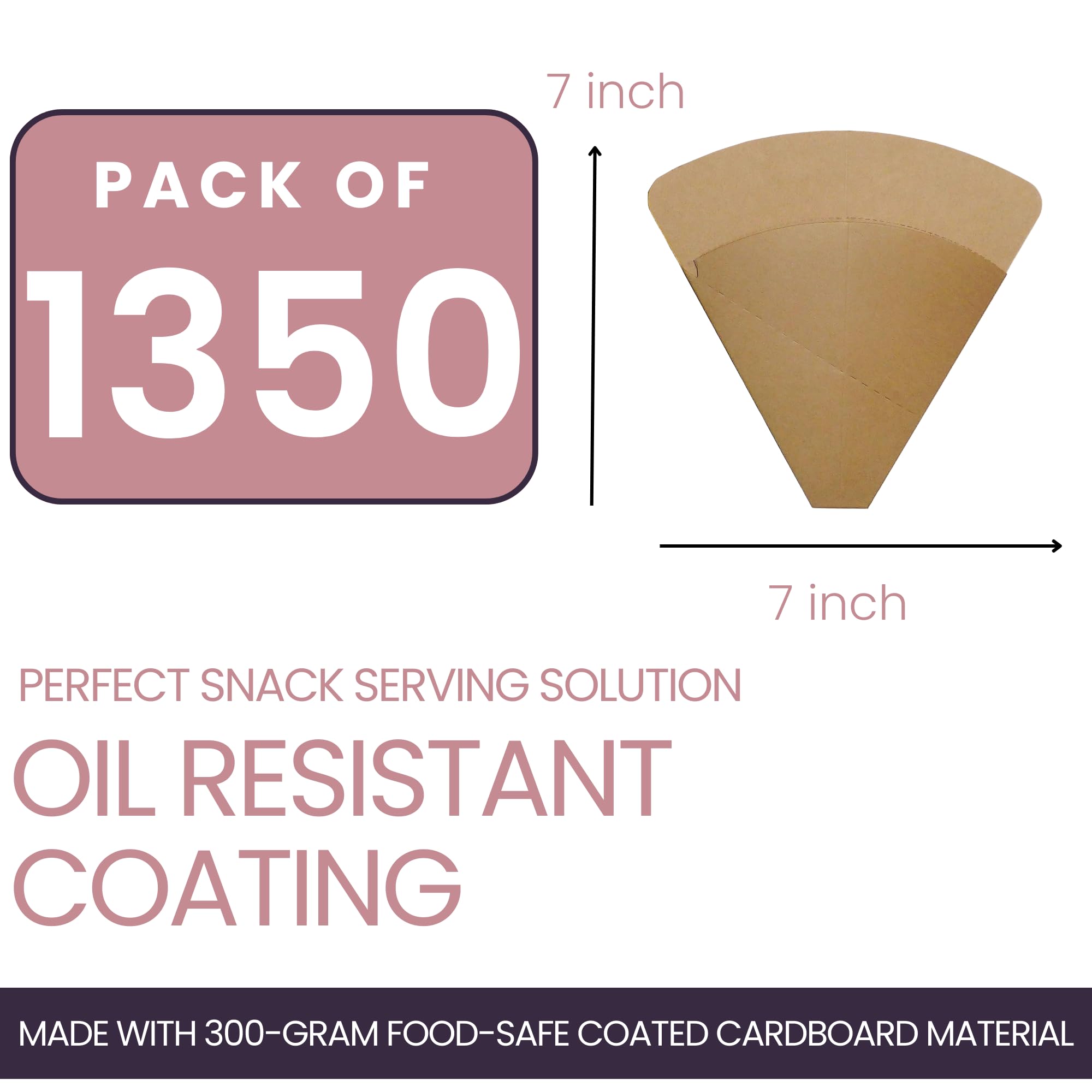 Heavy Duty Commercial Crepe Holder - 300 GRAM Perforated Cardboard for Crepe Cones - Bulk Pack of 1350 - Perfect for Bakeries, Catering & Party Decorations