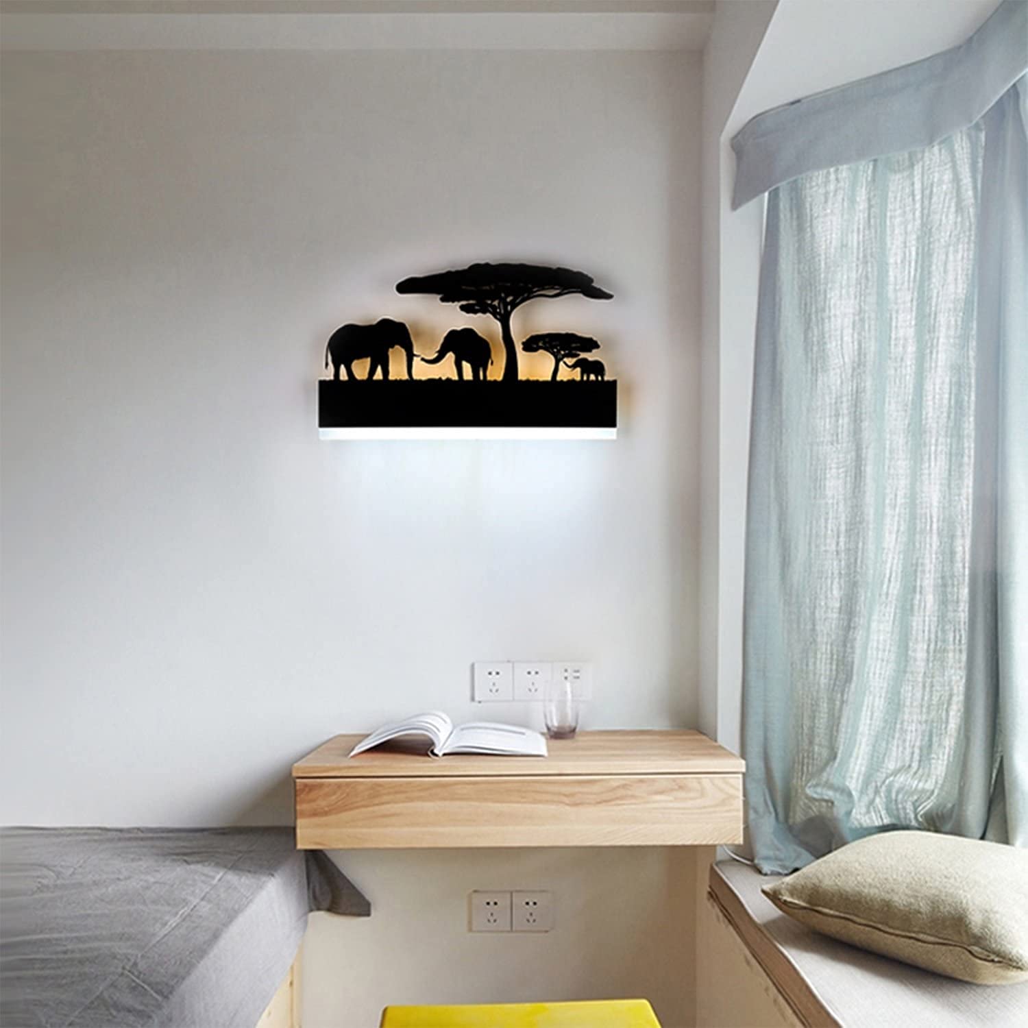 12W LED Wall Sconce Lamp - Rustic Up Down Wall Light with Elephant Design for Farmhouse, Living Room, Bedroom, Cabinet & Porch | Indoor Wall Mounted Lighting for Cozy Ambiance