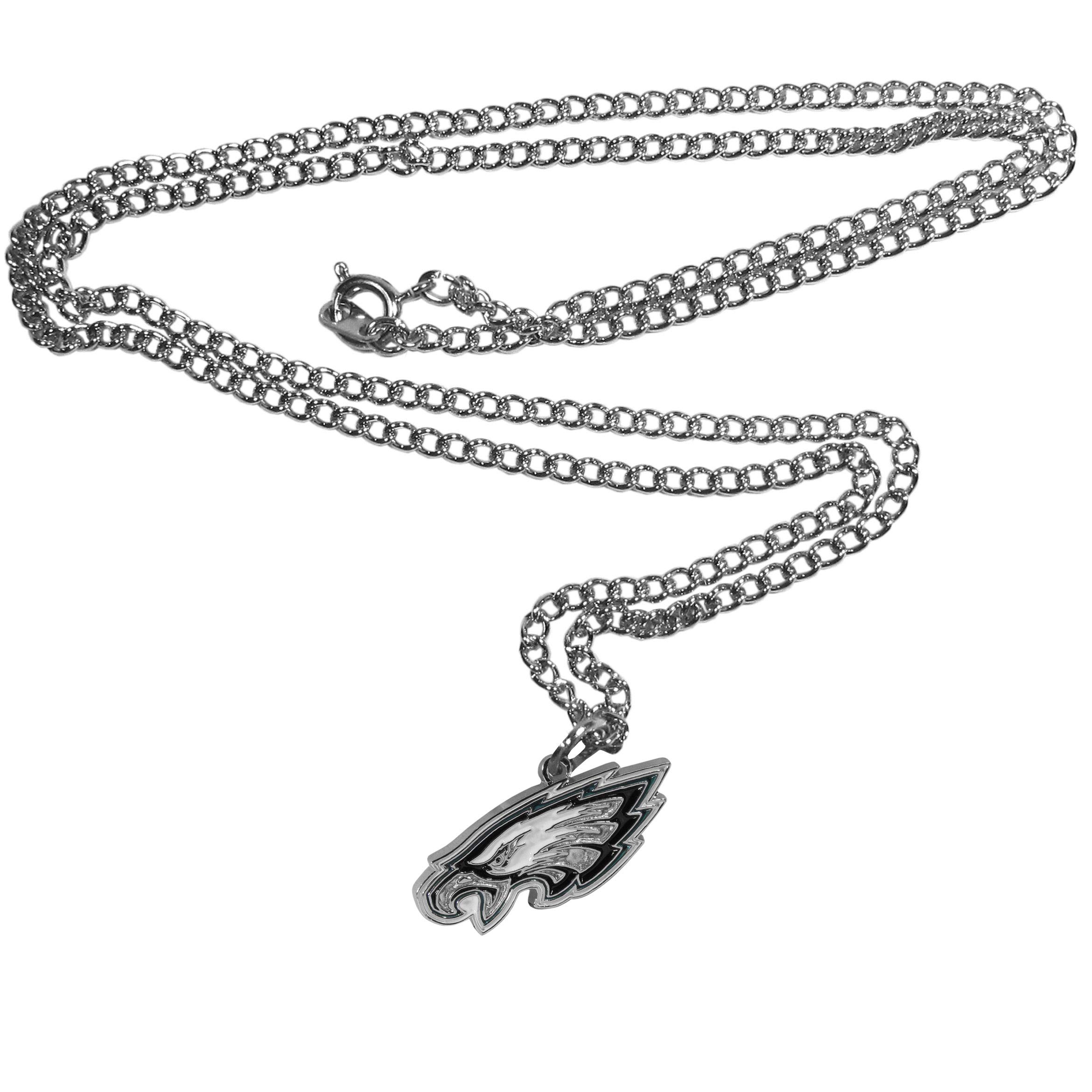 Philadelphia Eagles NFL Chain Necklace with Small Charm - 22 Inch Team Color Jewelry for Sports Fans - Perfect for Game Day, Tailgating & Eagles Pride Gifts