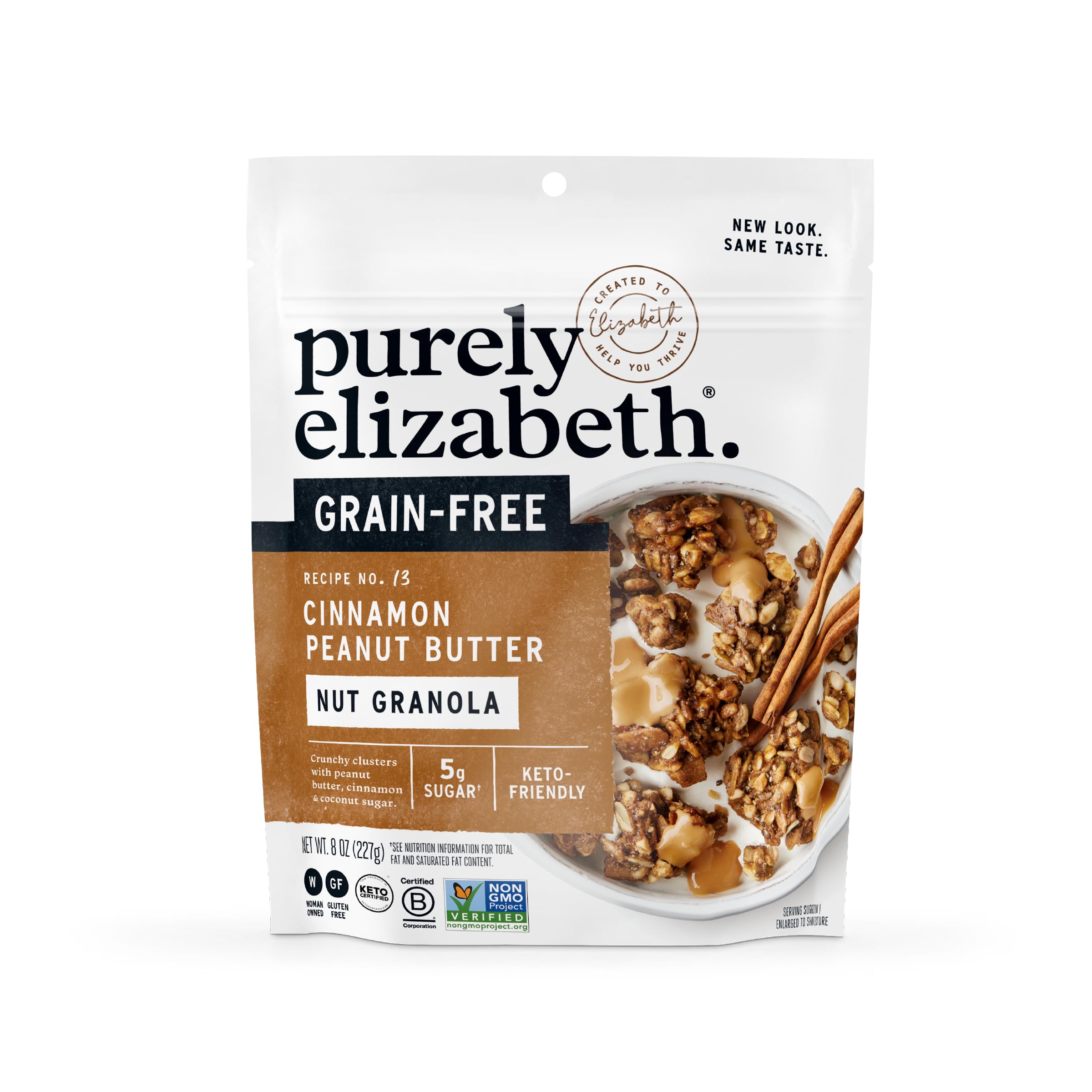 Purely Elizabeth Peanut Butter Collagen Keto Granola - Grain-Free, Gluten-Free, Non-GMO, Made with Nuts & Seeds (8oz) - Perfect for Keto Diet, Healthy Snacking & On-the-Go Breakfast