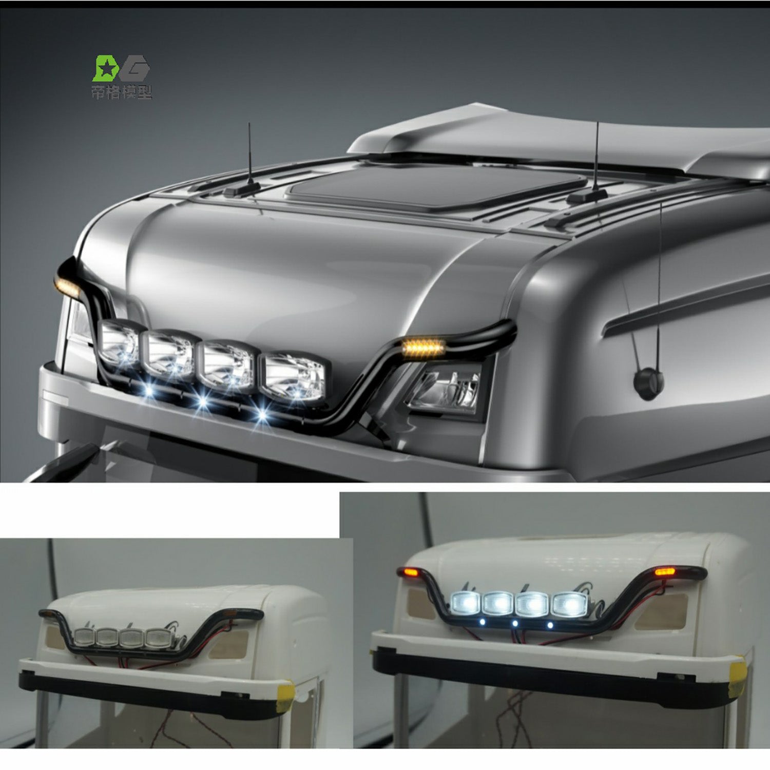 1/14 Scale RC Tractor Truck Aluminum LED Light Bar - Compatible with 56323, 56371, 770S, R620, R730, 1851 Remote Control Cars - DIY Model Accessories for Night Crawling & Off-Road Racing