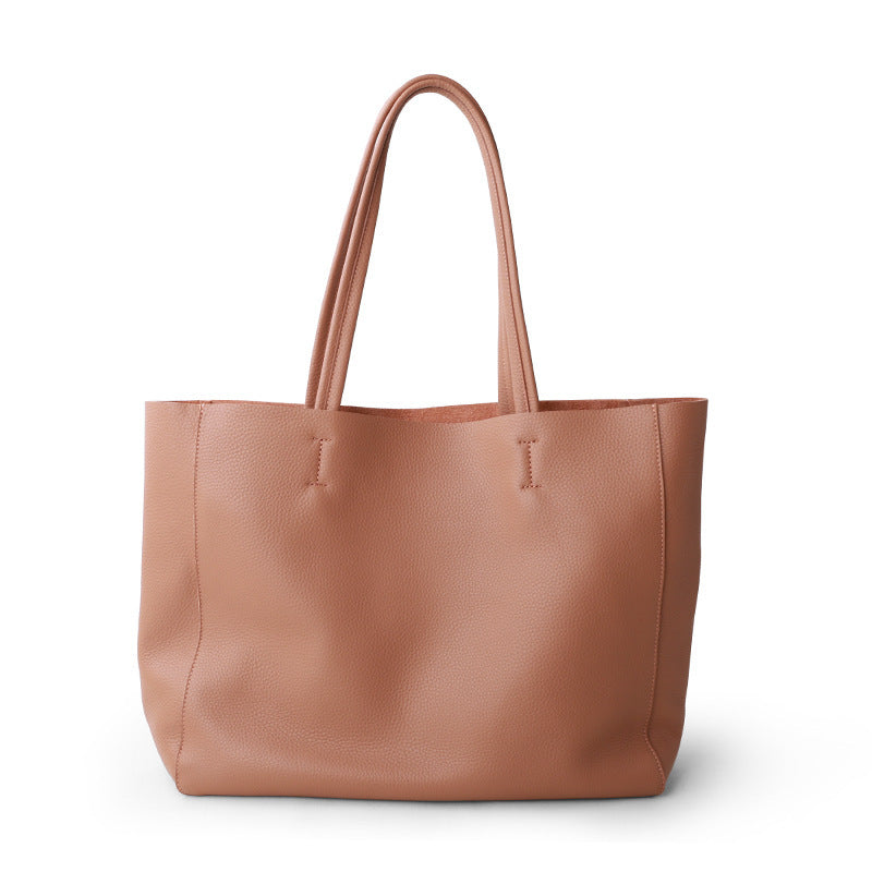 Premium Genuine Leather Tote Bag - Large Capacity Cowhide Shoulder Bag for Women, Soft & Durable - Perfect for Work, Travel & Everyday Use