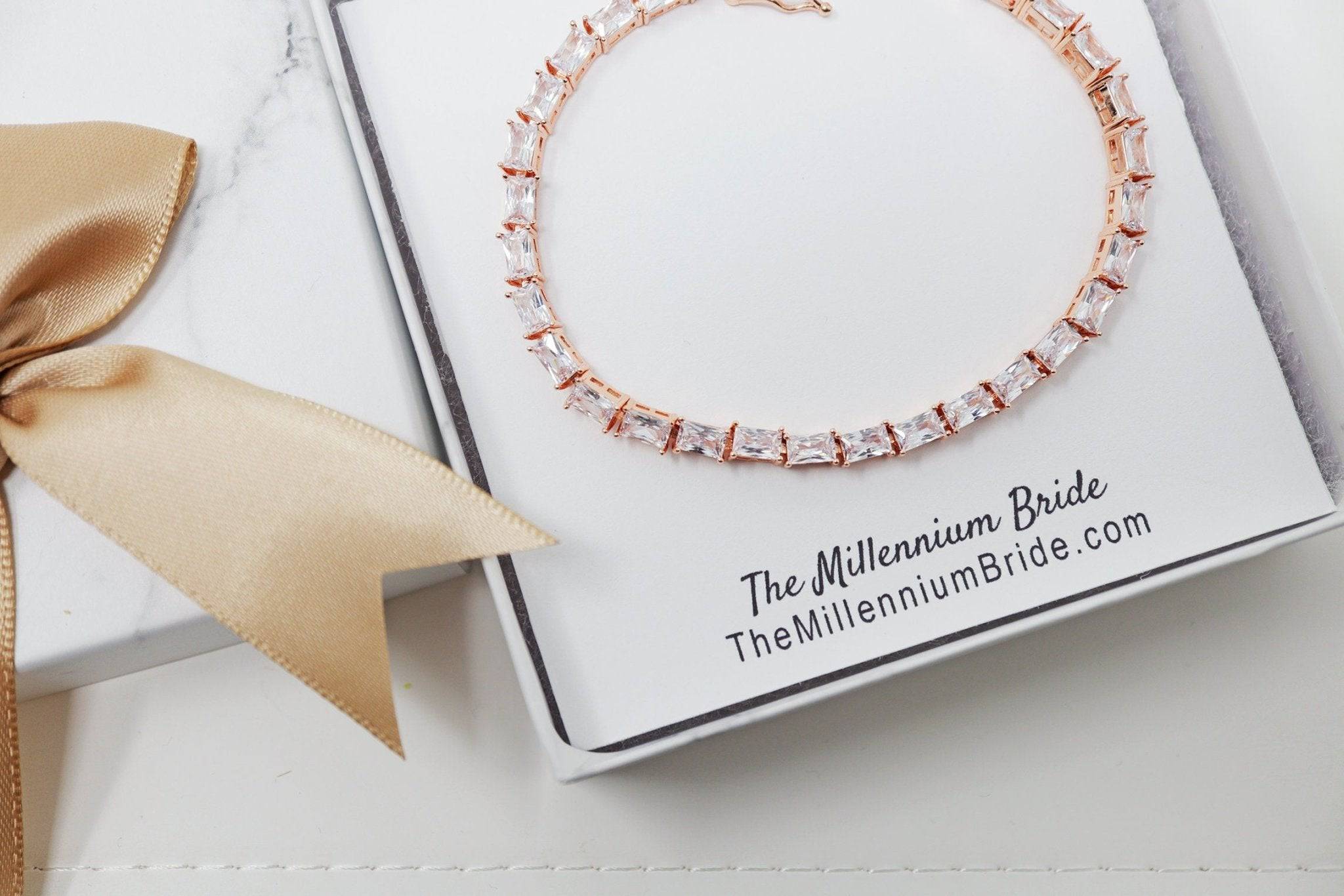 Elegant Cubic Zirconia Geometric Bracelet - Diamond-like Wedding Jewelry for Bride, Bridesmaid & Bridal Party | Perfect Gift for Engagement, Anniversary & Special Occasions