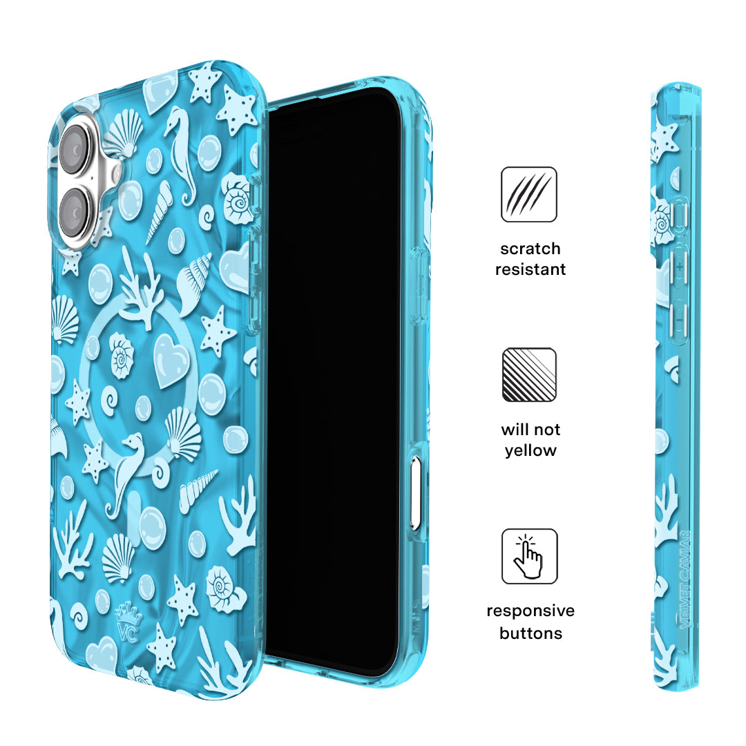 Aquamarine Holographic iPhone Case - Protective & Stylish Cover for iPhone 13/14/15 - Perfect for Everyday Use, Travel & Gifting