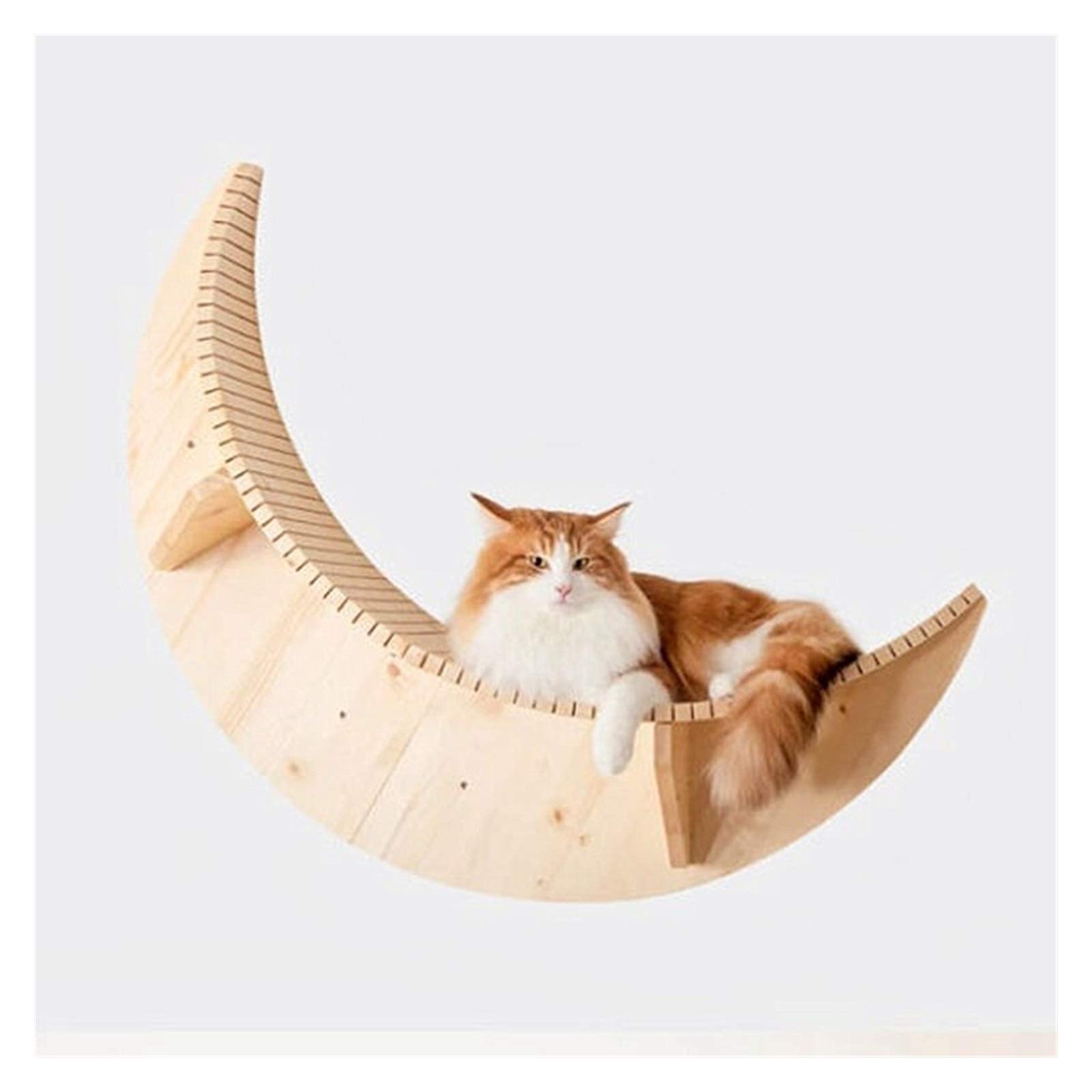 Premium Solid Wood Wall-Mounted Cat Climbing Tower & Jumping Platform - Durable Cat Tree Furniture with Springboard for Kittens - Moon Platform Color - Perfect for Small Spaces & Indoor Cat Exercise
