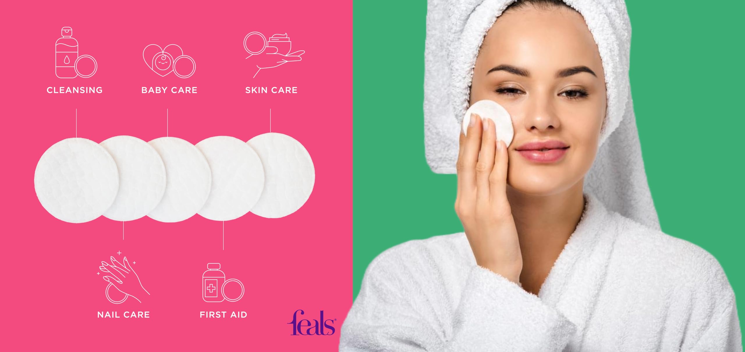 Organic Cotton Facial Rounds for Makeup Removal & Skincare - 120 Soft Reusable Pads (1 Pack) | Gentle Cleansing for Sensitive Skin, Daily Beauty Routine & Travel Essentials
