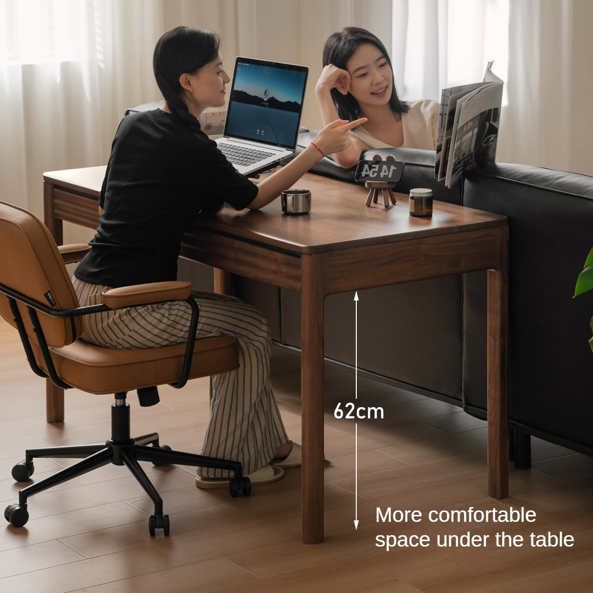 Premium Black Walnut Solid Wood Rectangular Office Desk - Modern Executive Workstation for Home & Business Use - Perfect for Remote Work, Study & Professional Workspaces